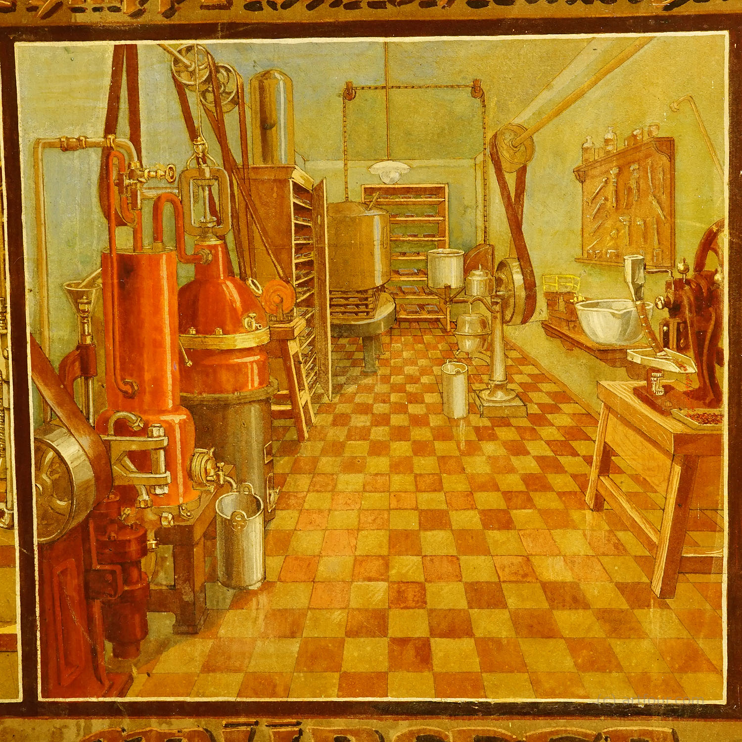 Antique Handpainted Advertising Poster for a Hemoglobin Fabrication in Munich