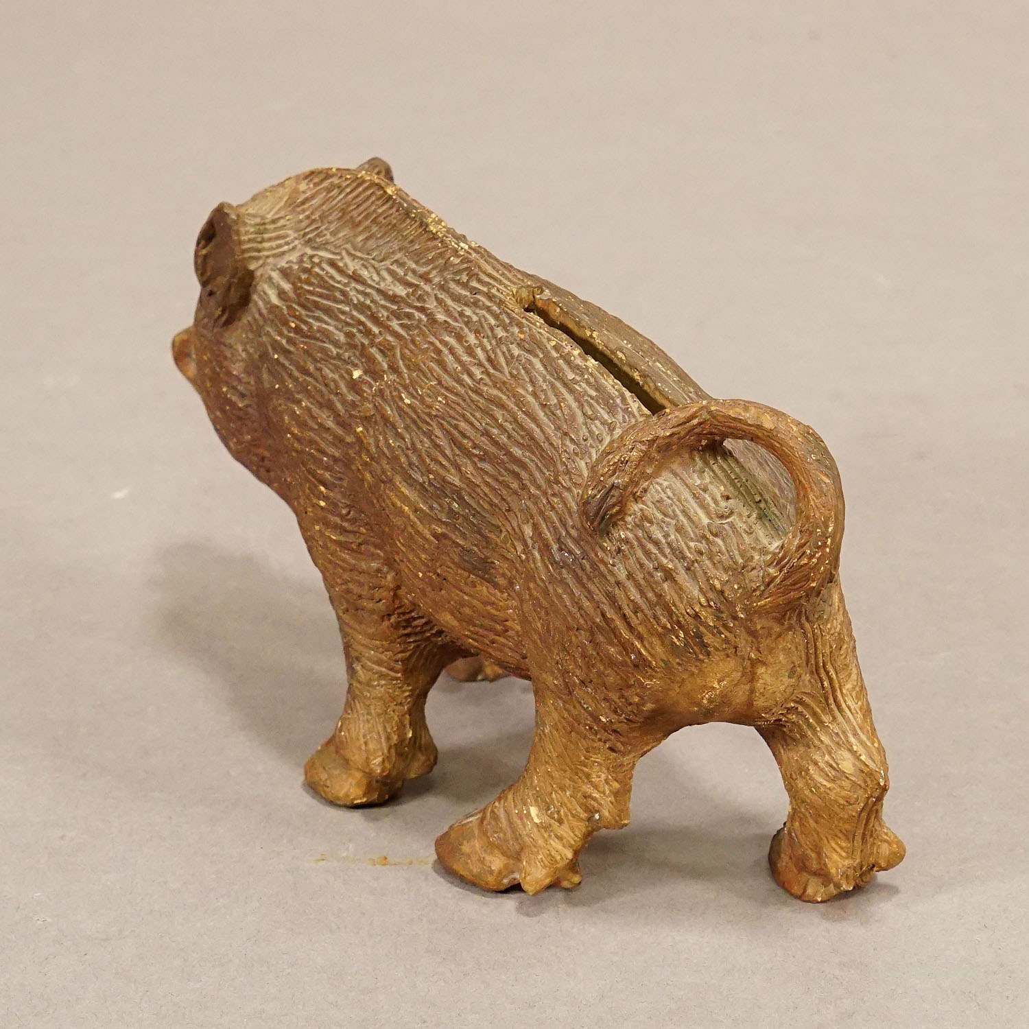 Antique Wild Boar Piggy Bank Made of Clay