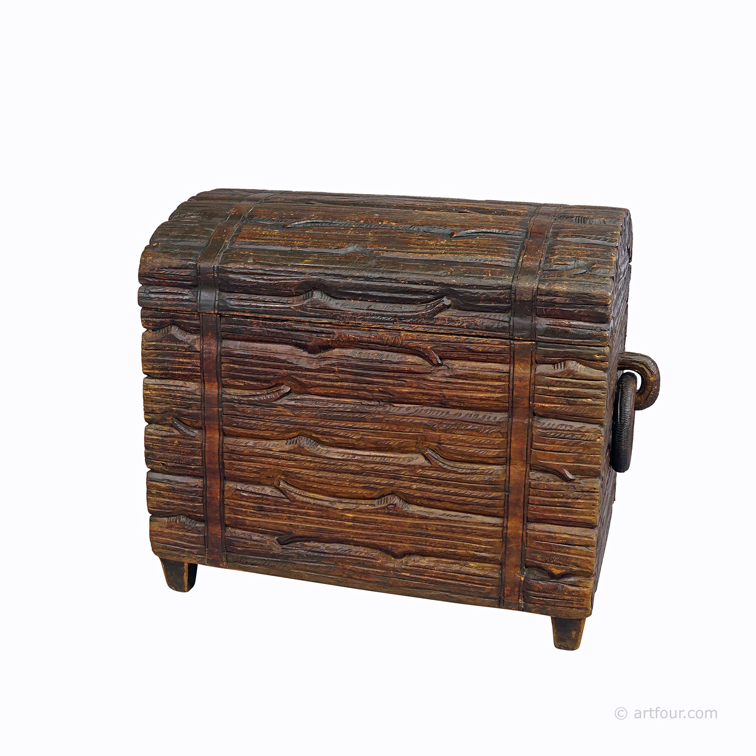 Wooden Carved Black Forest Log Box Modelled as Piled Stack of Logs