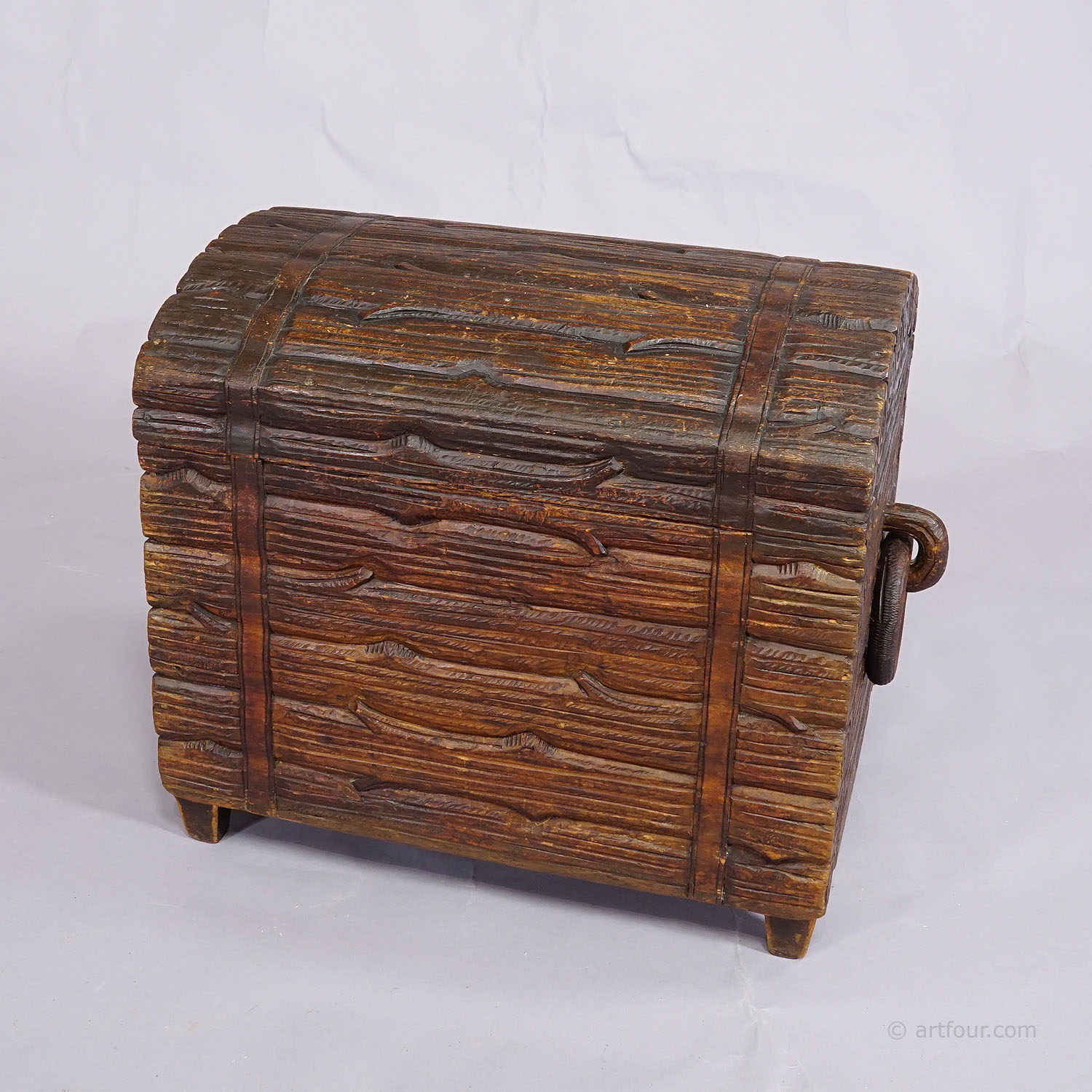 Wooden Carved Black Forest Log Box Modelled as Piled Stack of Logs