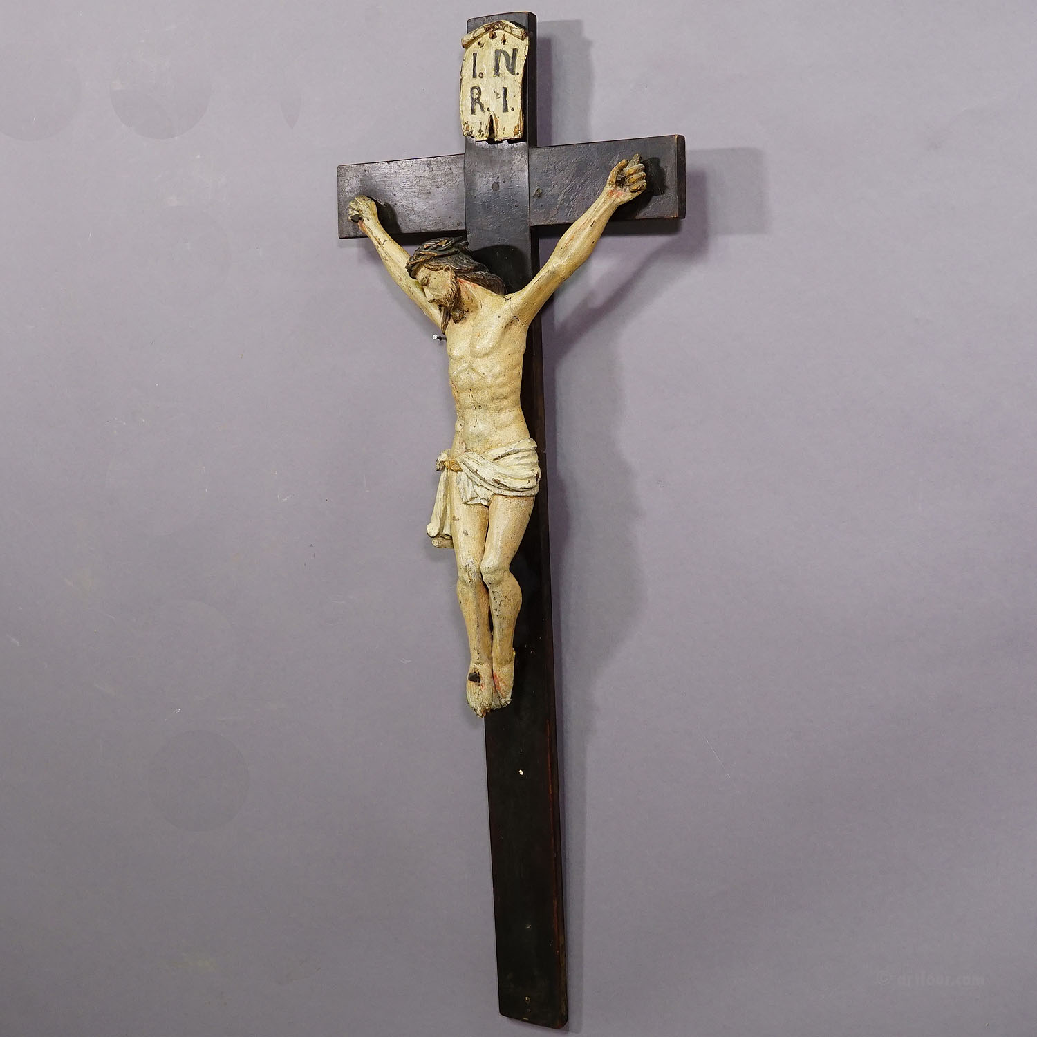 19th Century Bavarian Wooden Carved Crucifix