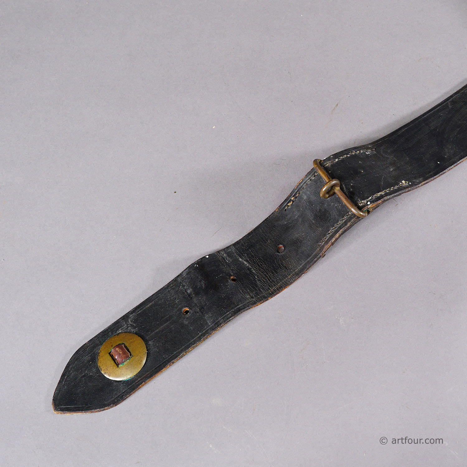 Antique Leather Strap with Six Casted Cattle Bells, Switzerland ca. 1900s
