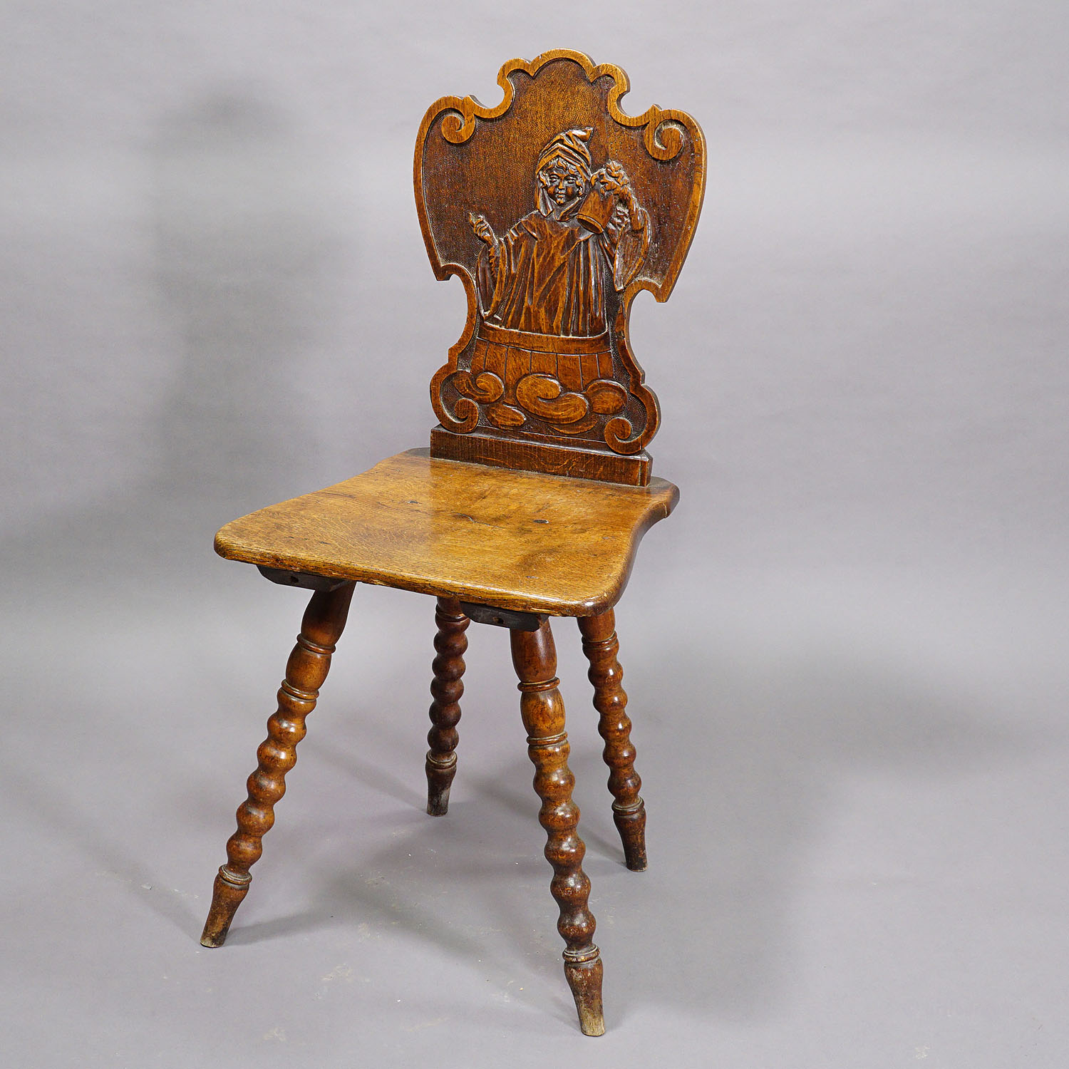 A Pair Carved Bavarian Board Chairs ca. 1900