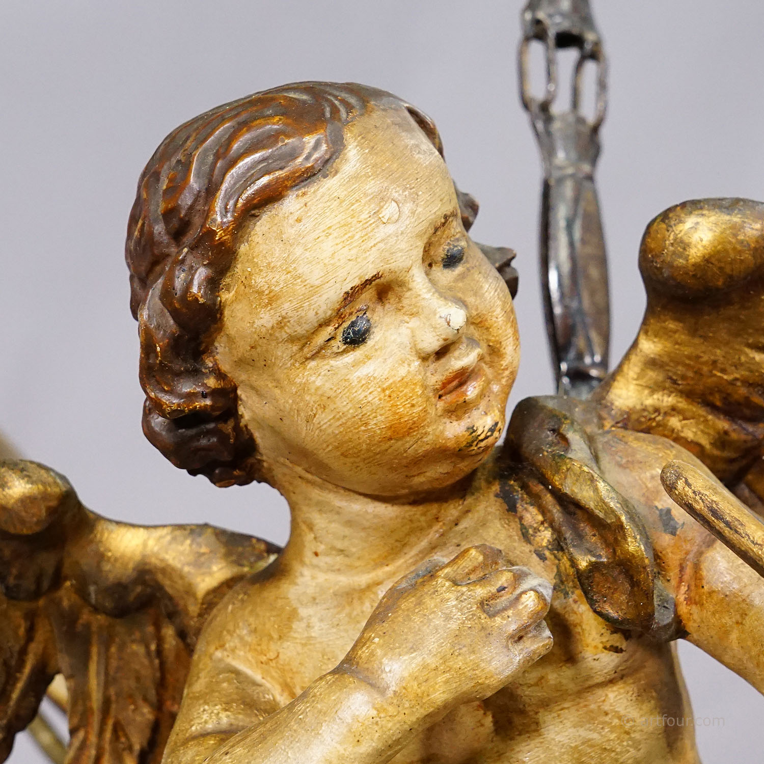 Antique Handcarved Lusterweibchen of an Angel ca. 1900
