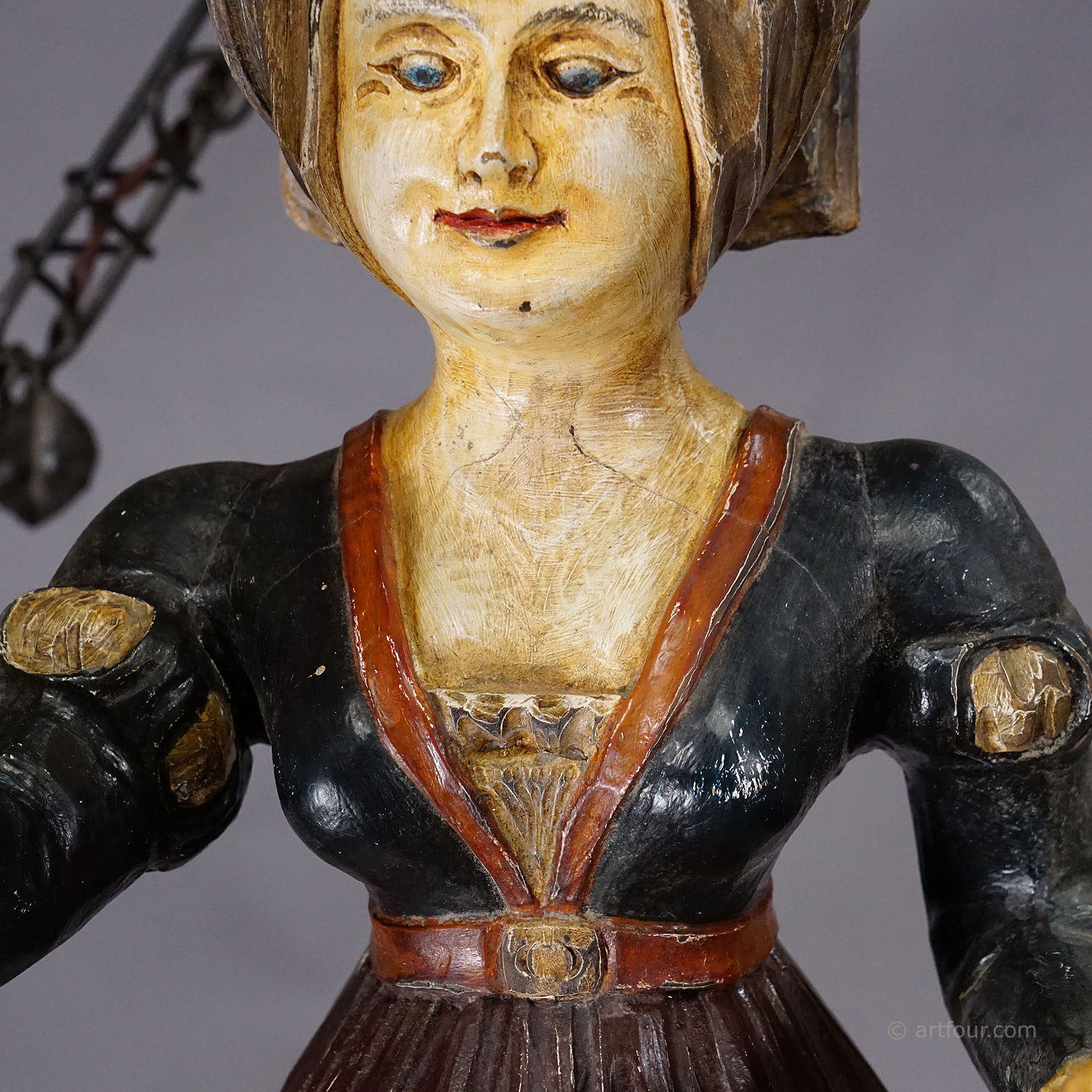 Antique Handcarved Lusterweibchen of a Wine Waitress ca. 1920