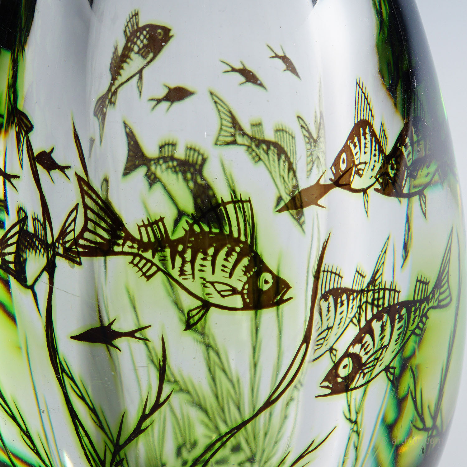 Fish Graal Vase by Edward Hald for Orrefors, Sweden 1963