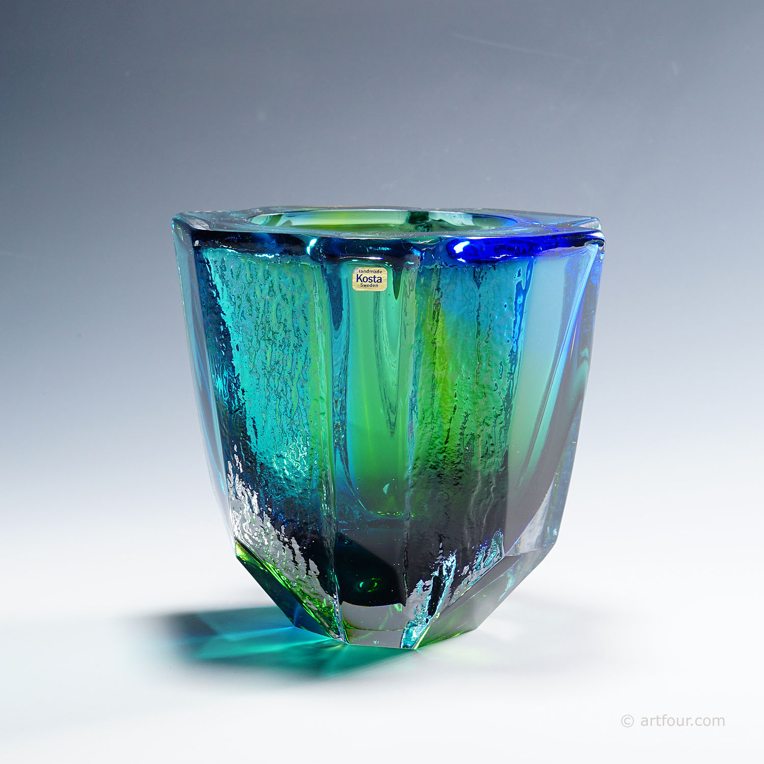 Vintage Crystal Art Glass Vase by Goeran Waerff for Kosta 1970s