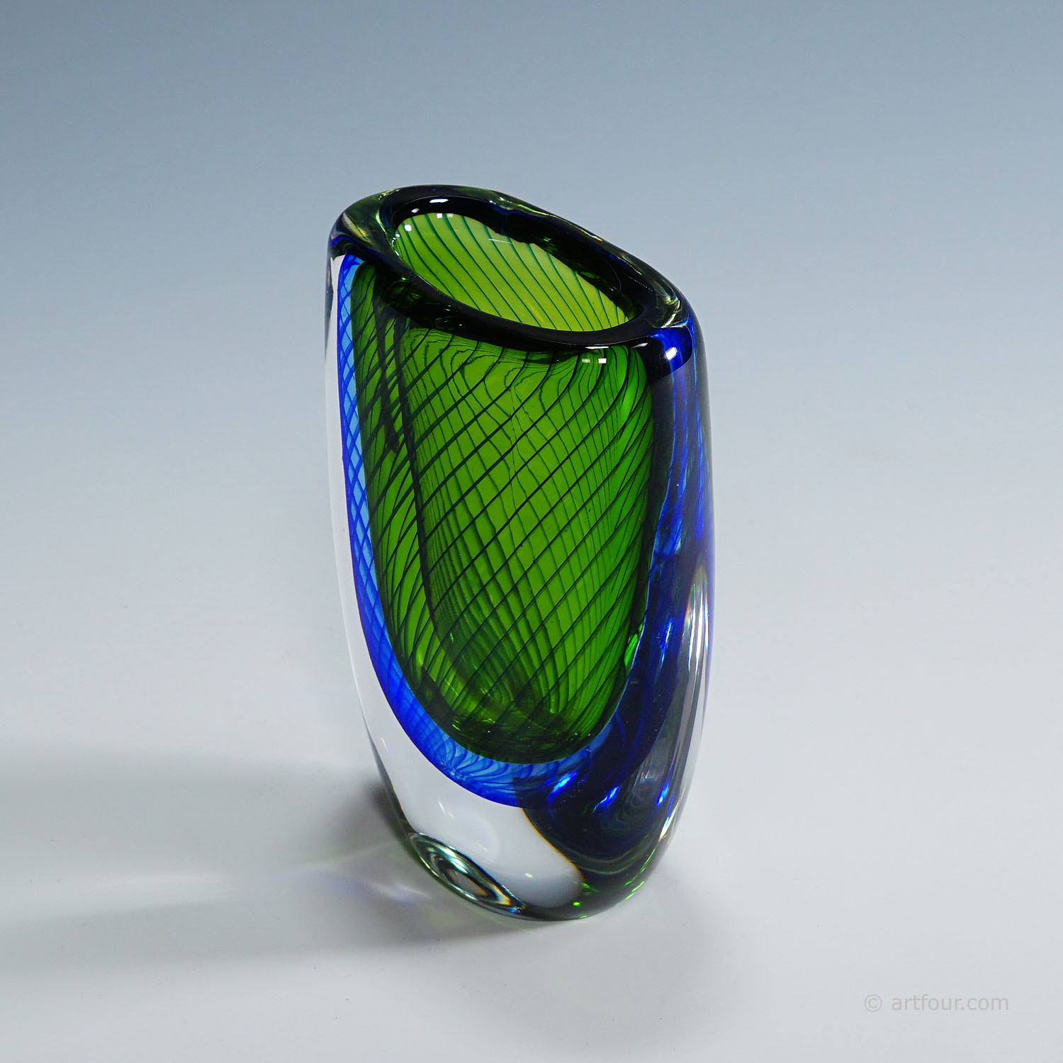 Vase with Blue and Green Layers, Vicke Lindstrand for Kosta 1950s