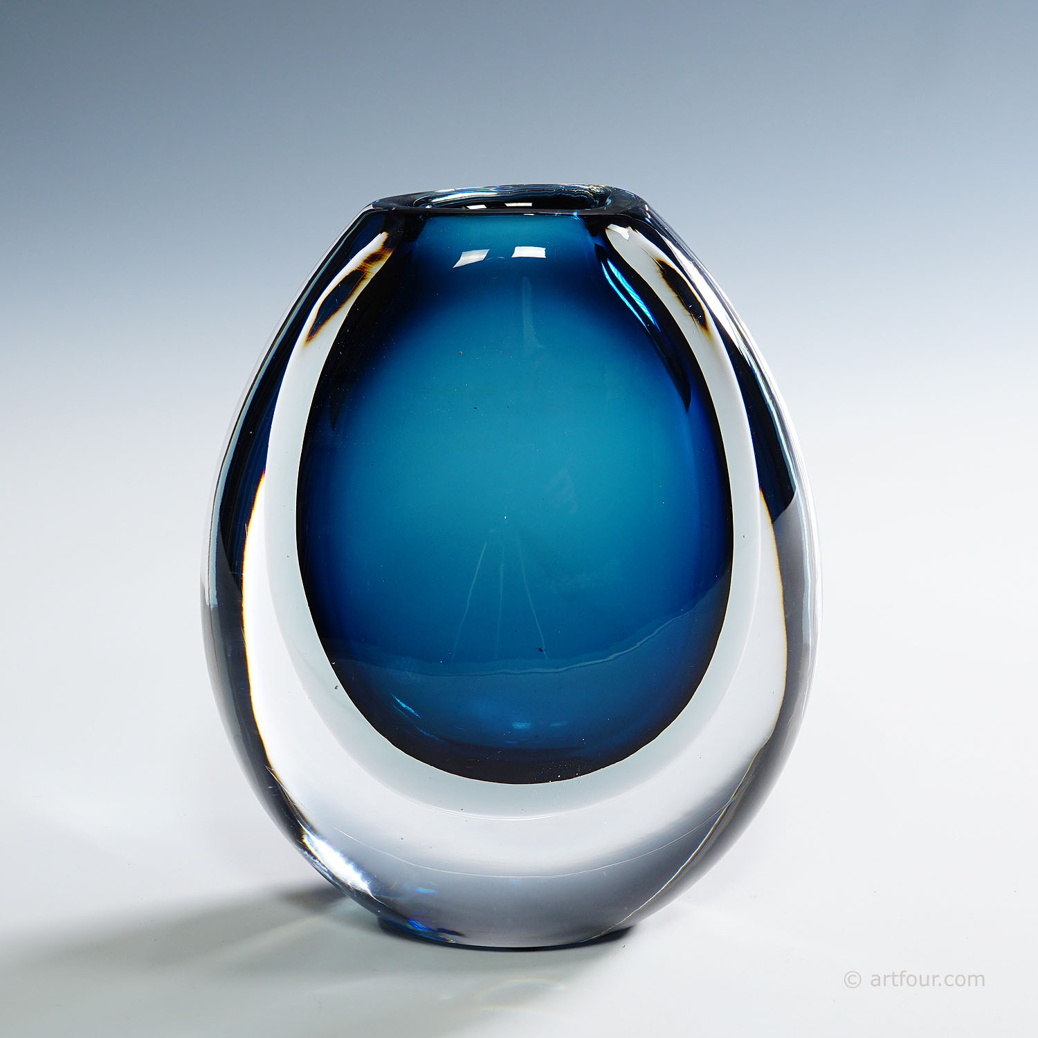 Vase with Blue and Grey Layers, Vicke Lindstrand for Kosta 1950s