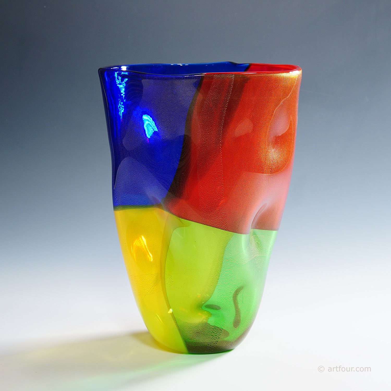 Vintage Art Glass Vase of the 4 Quarti Series by Seguso Viro