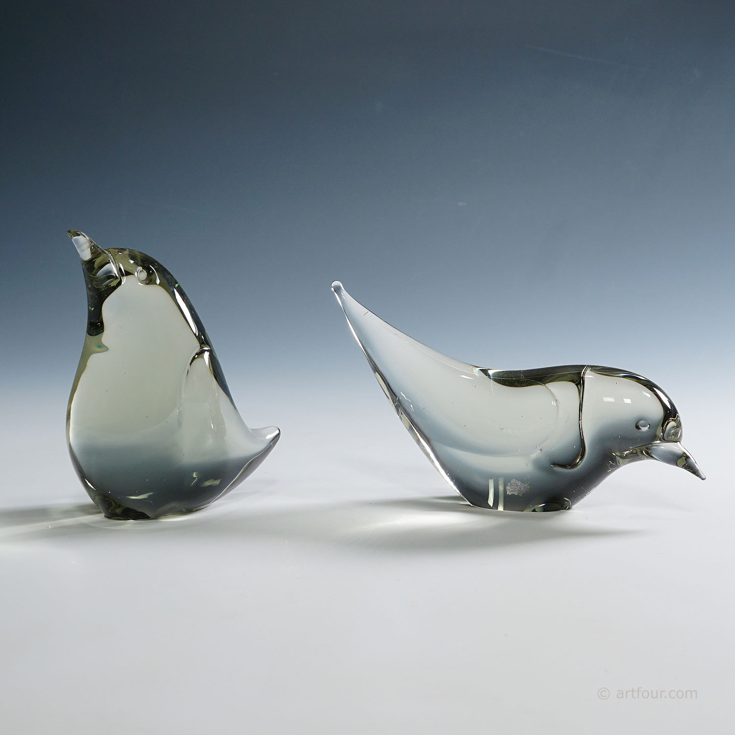 Pair of Art Glass Birds Designed by Livio Seguso ca. 1970s