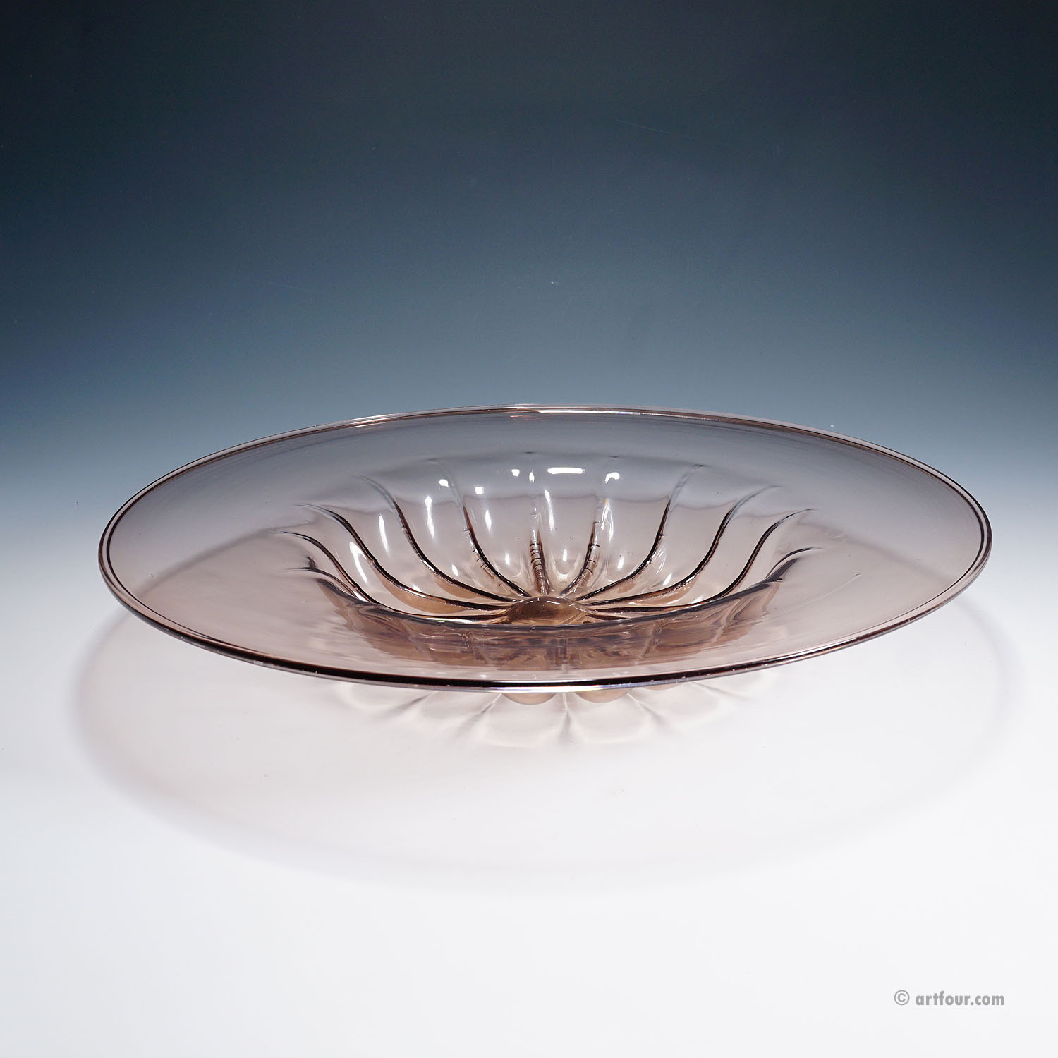 Large Vetro Soffiato Glass Dish by Vittorio Zecchin for Venini Murano ca. 1925