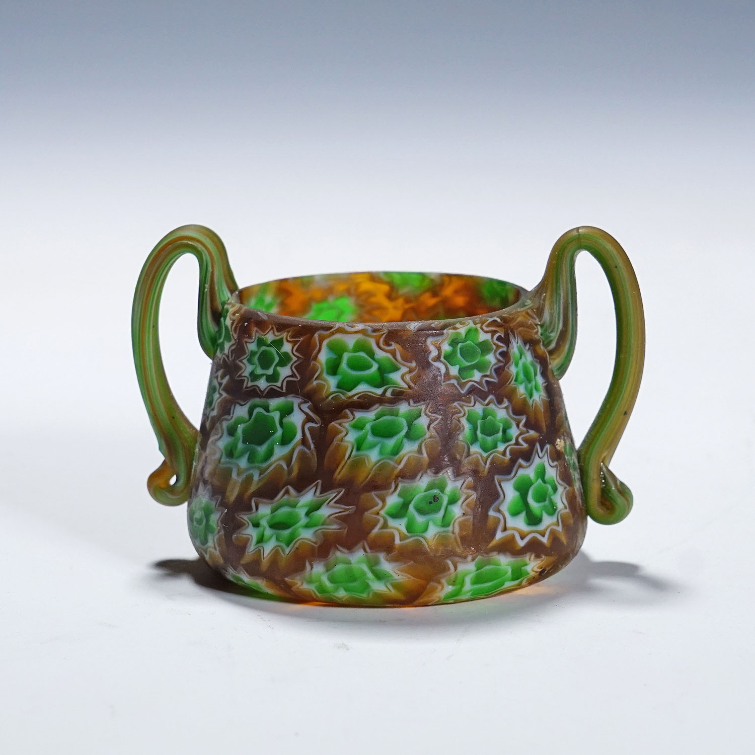 Antique Millefiori Bowl with Handles, Fratelli Toso Murano ca. 1900s