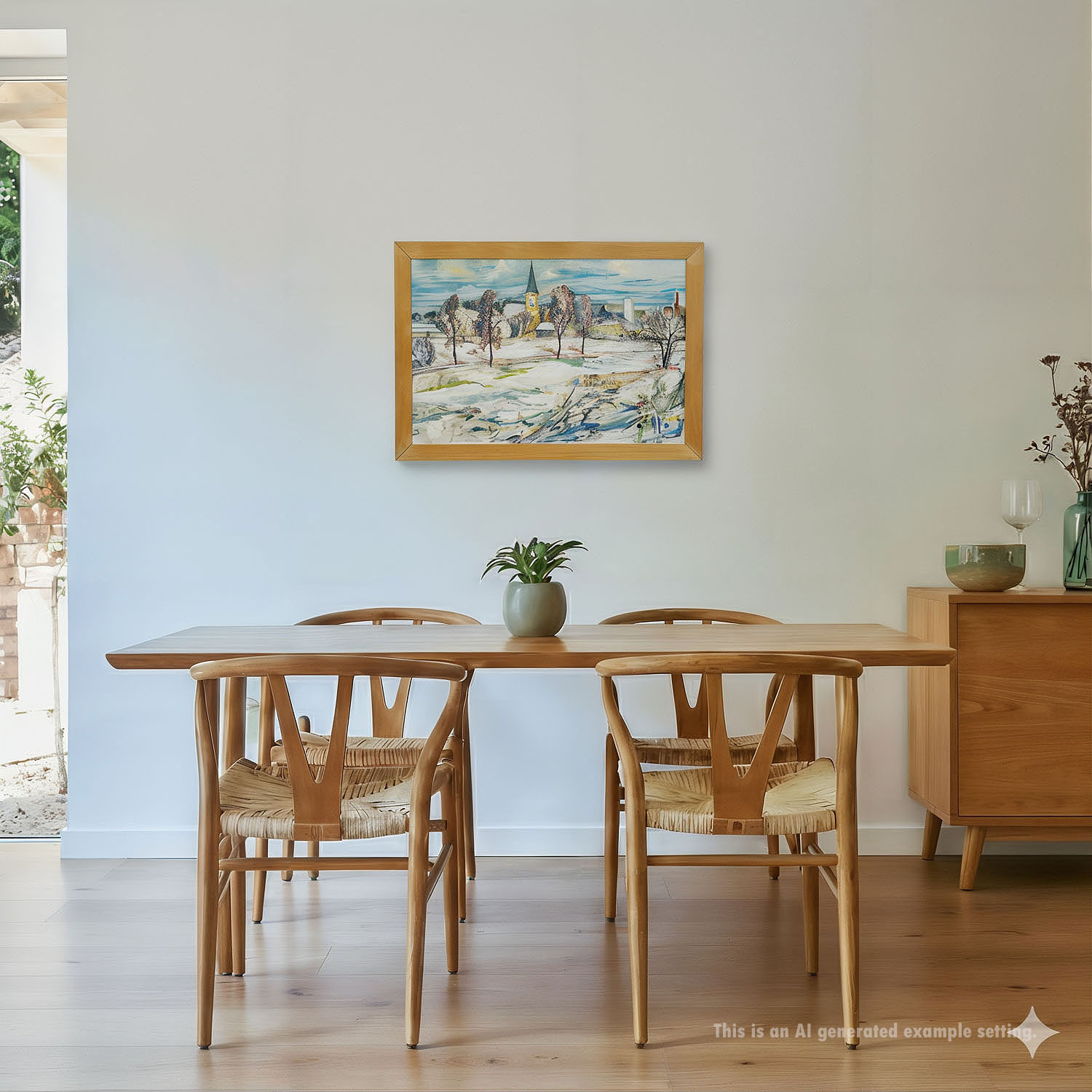 Vintage Oil Painting of Taufkirchen, Bavaria, Alexander Michael 1975