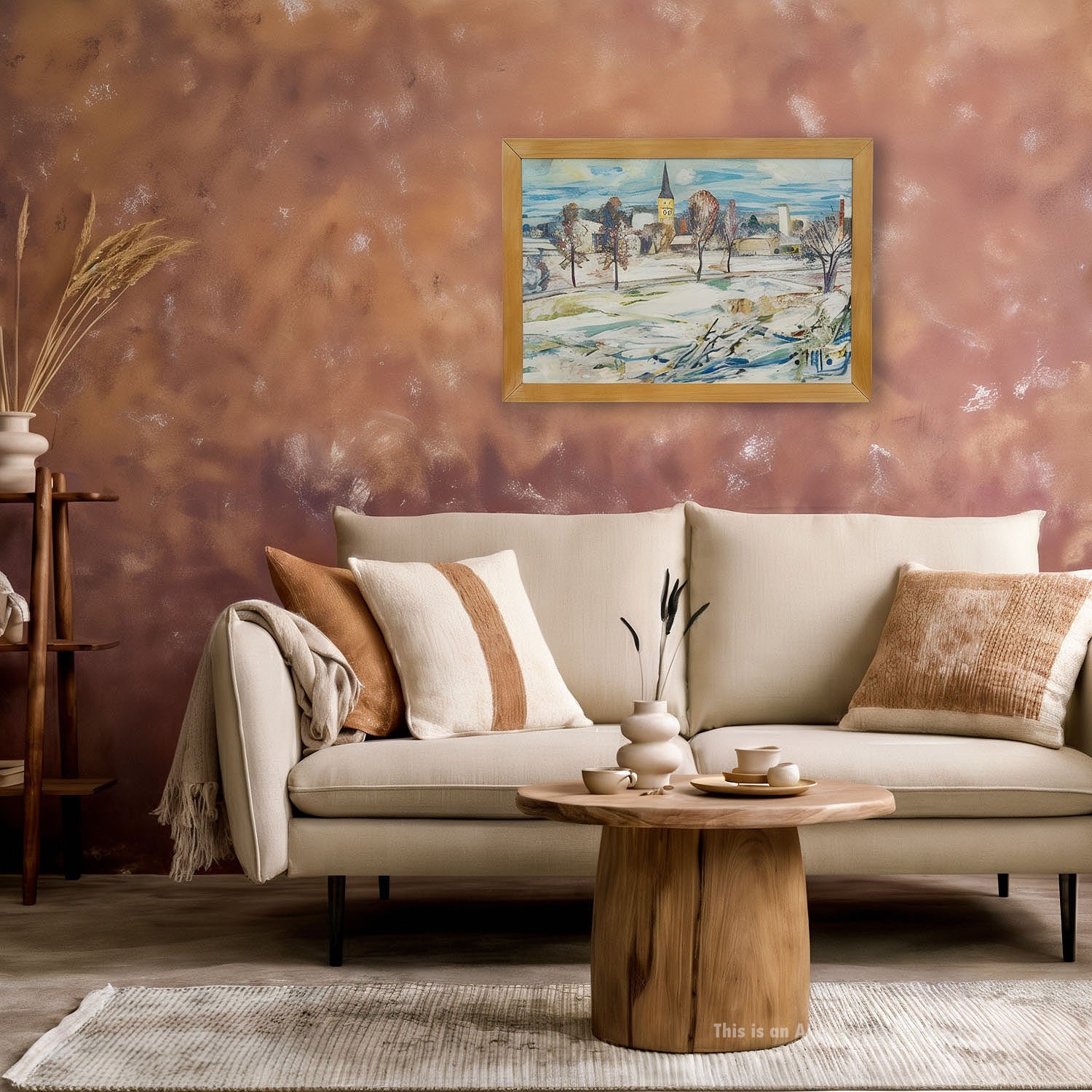 Vintage Oil Painting of Taufkirchen, Bavaria, Alexander Michael 1975