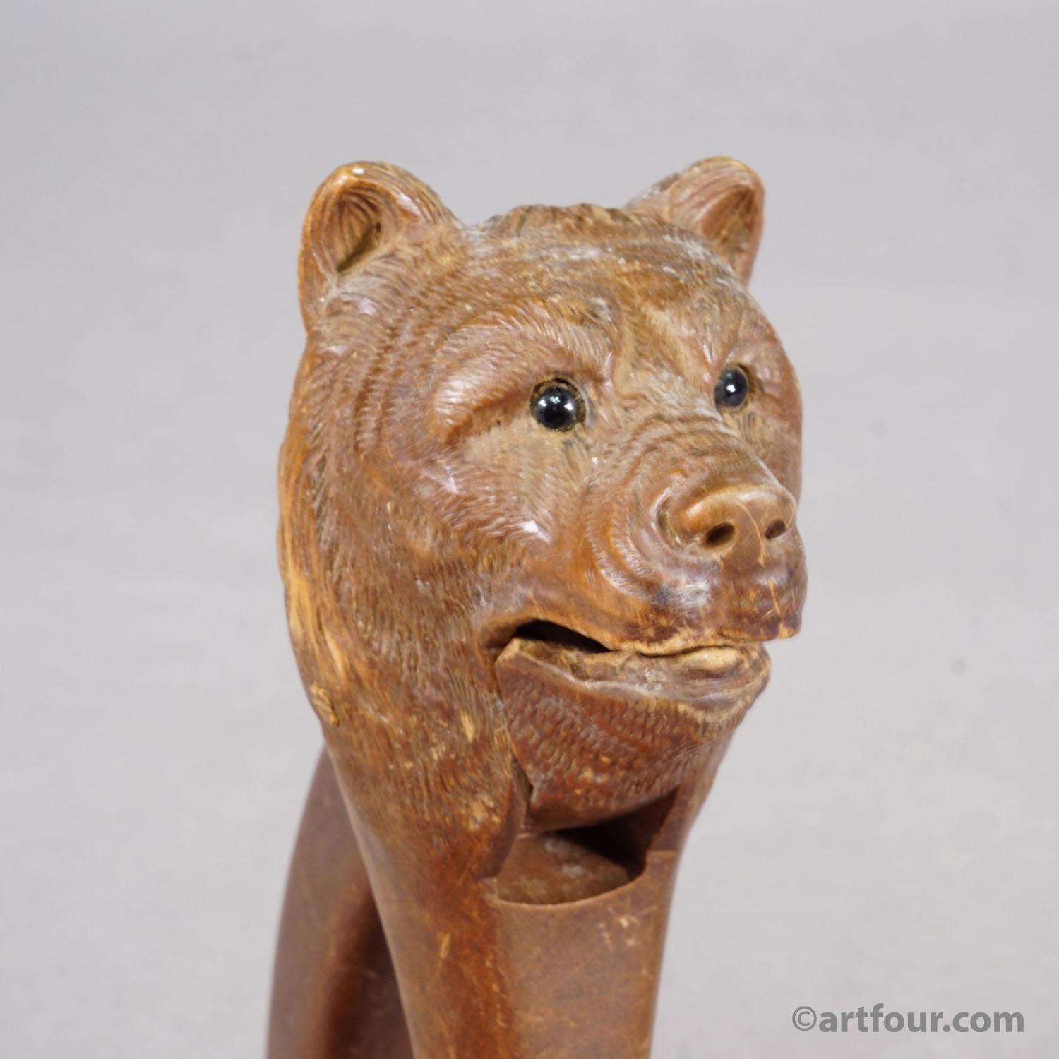 Handcarved Wood Bear Head Nutcracker, Swiss - Brienz ca. 1900