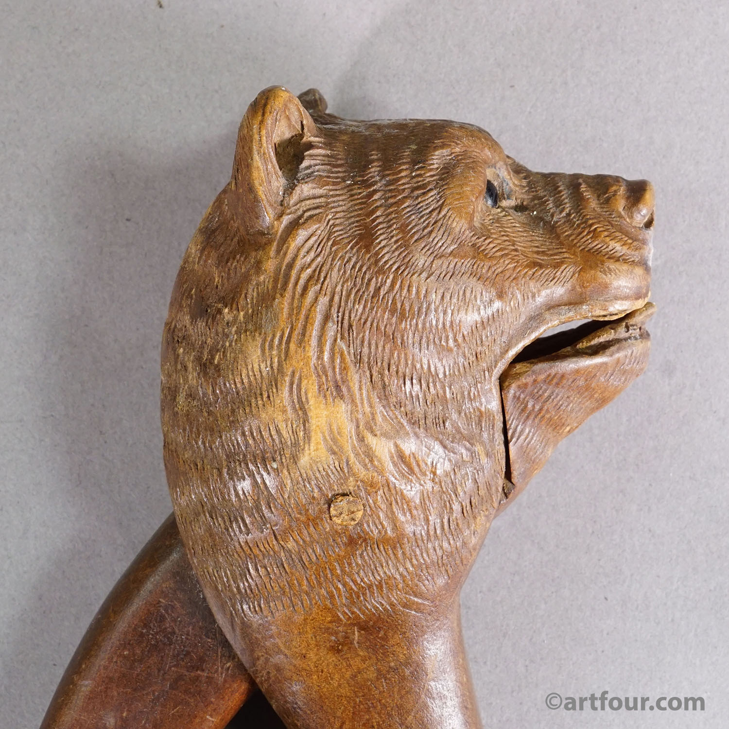 Handcarved Wood Bear Head Nutcracker, Swiss - Brienz ca. 1900