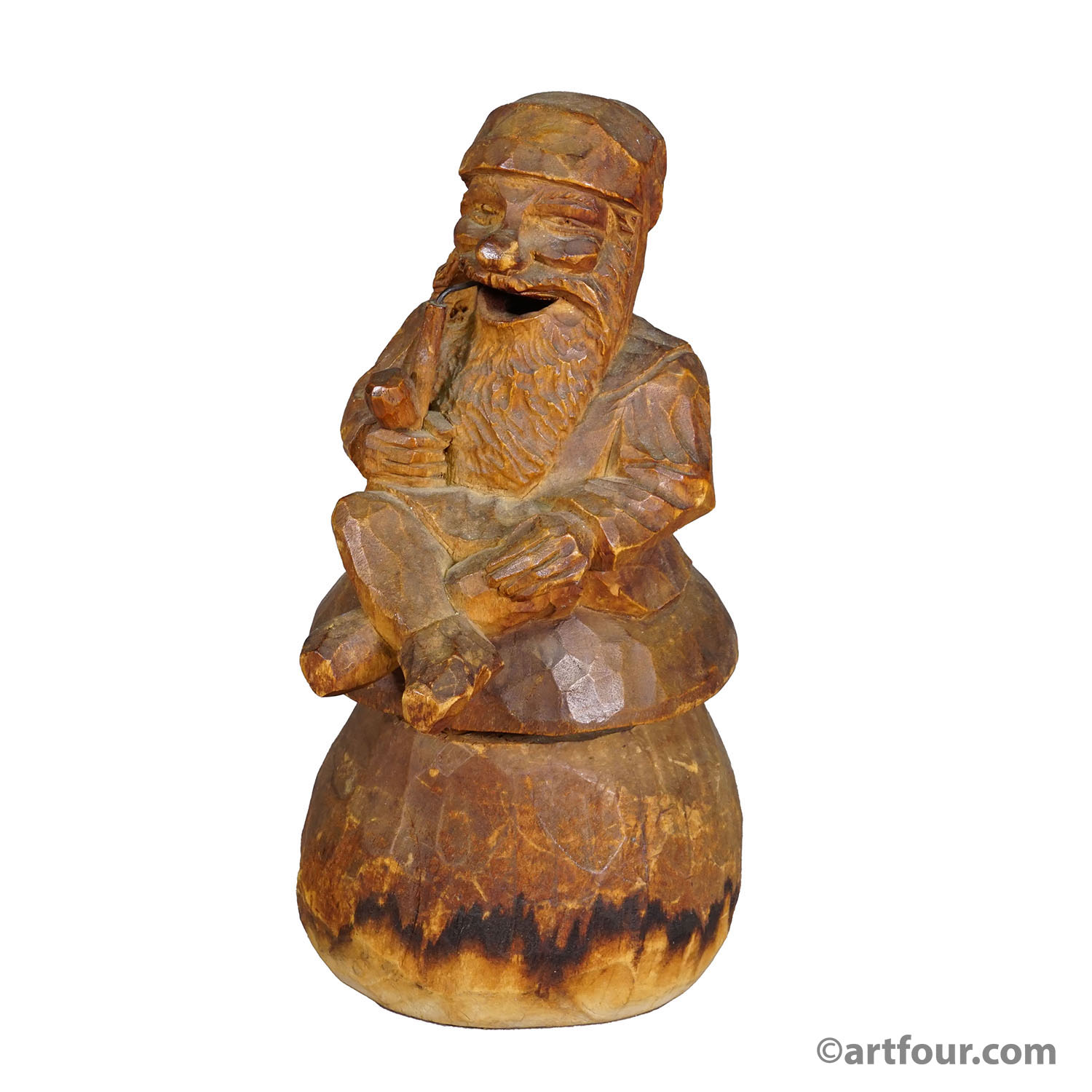 A Wooden Carved Smoking Dwarf - Incense Smoker, ca. 1930