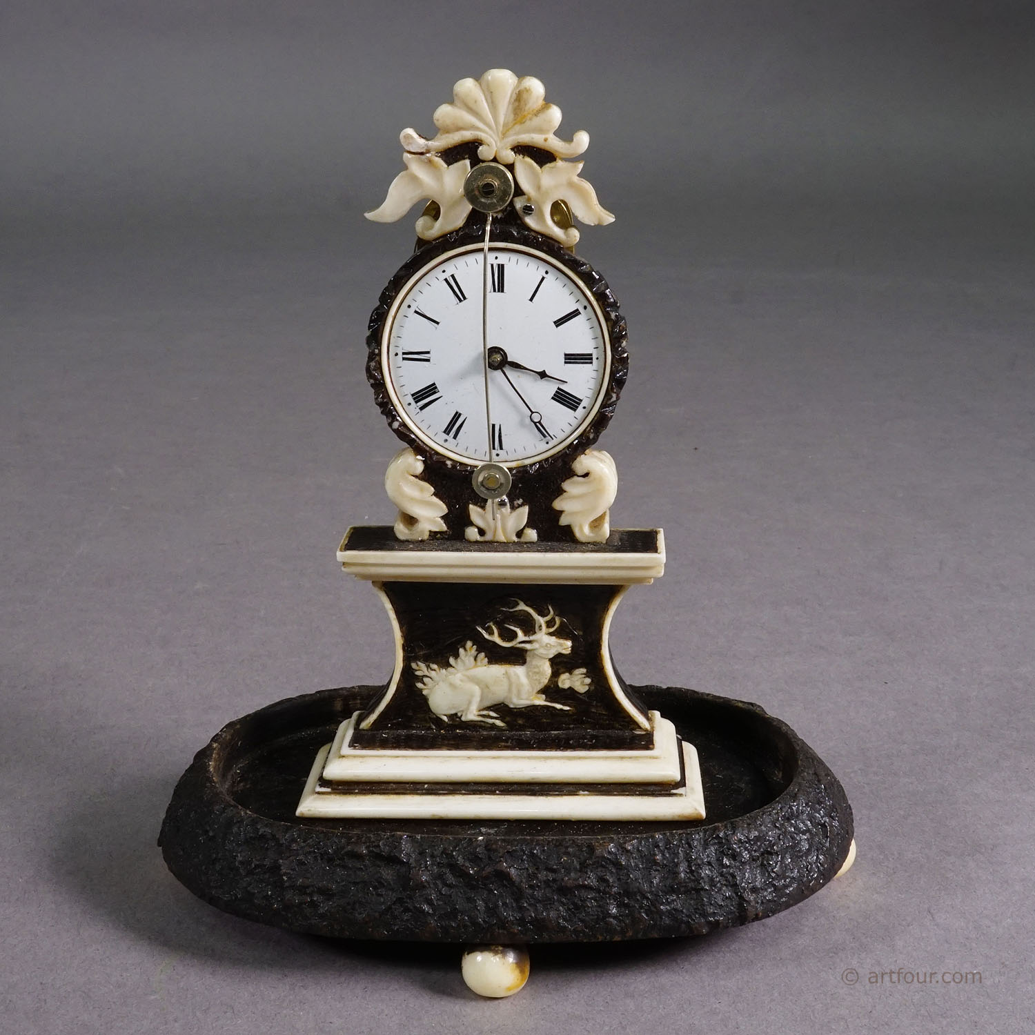 Antique Mantel Clock under Glass Dome, ca. 1870