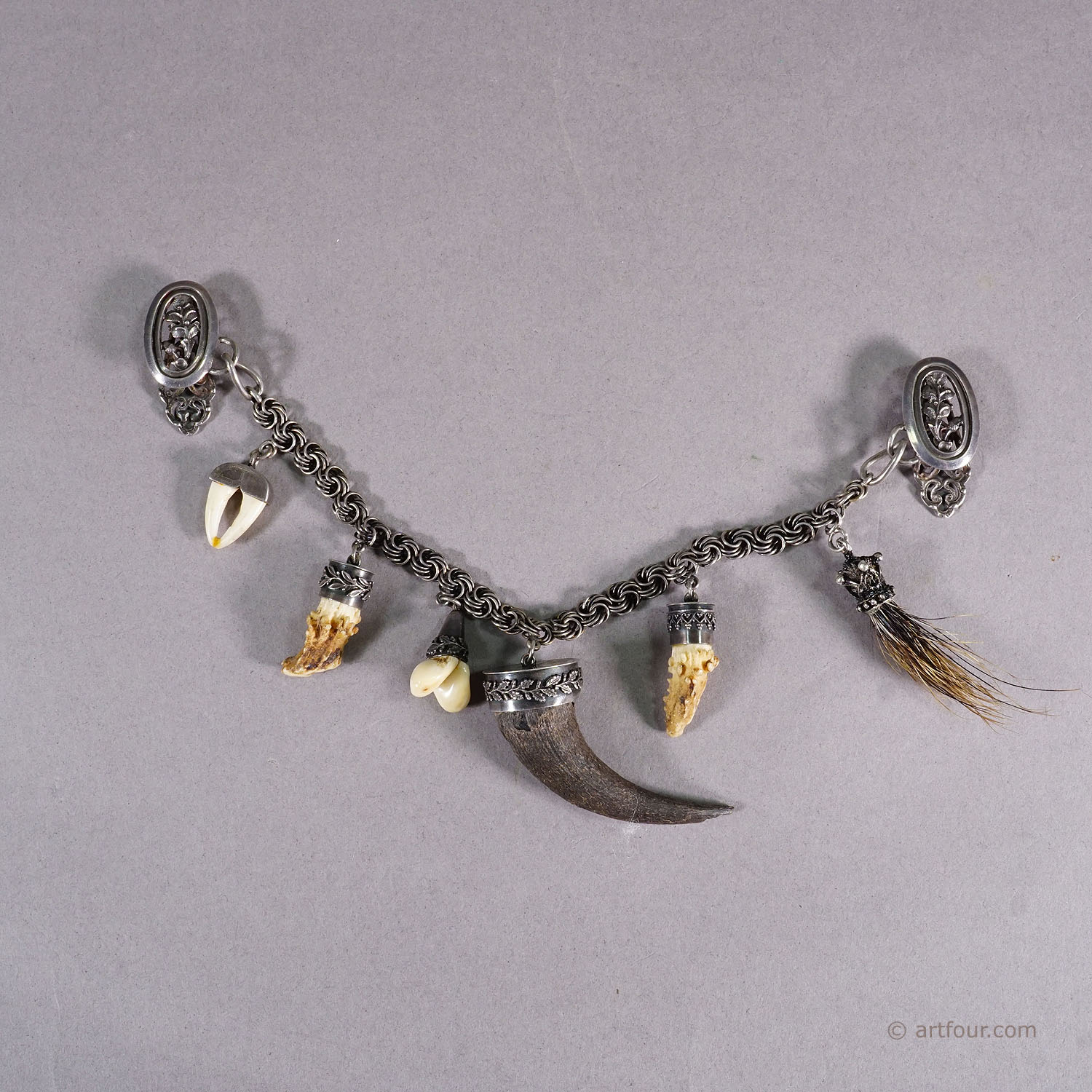 Vintage Bavarian Traditional Costume Jewelry Charivari with Hunting Pendants