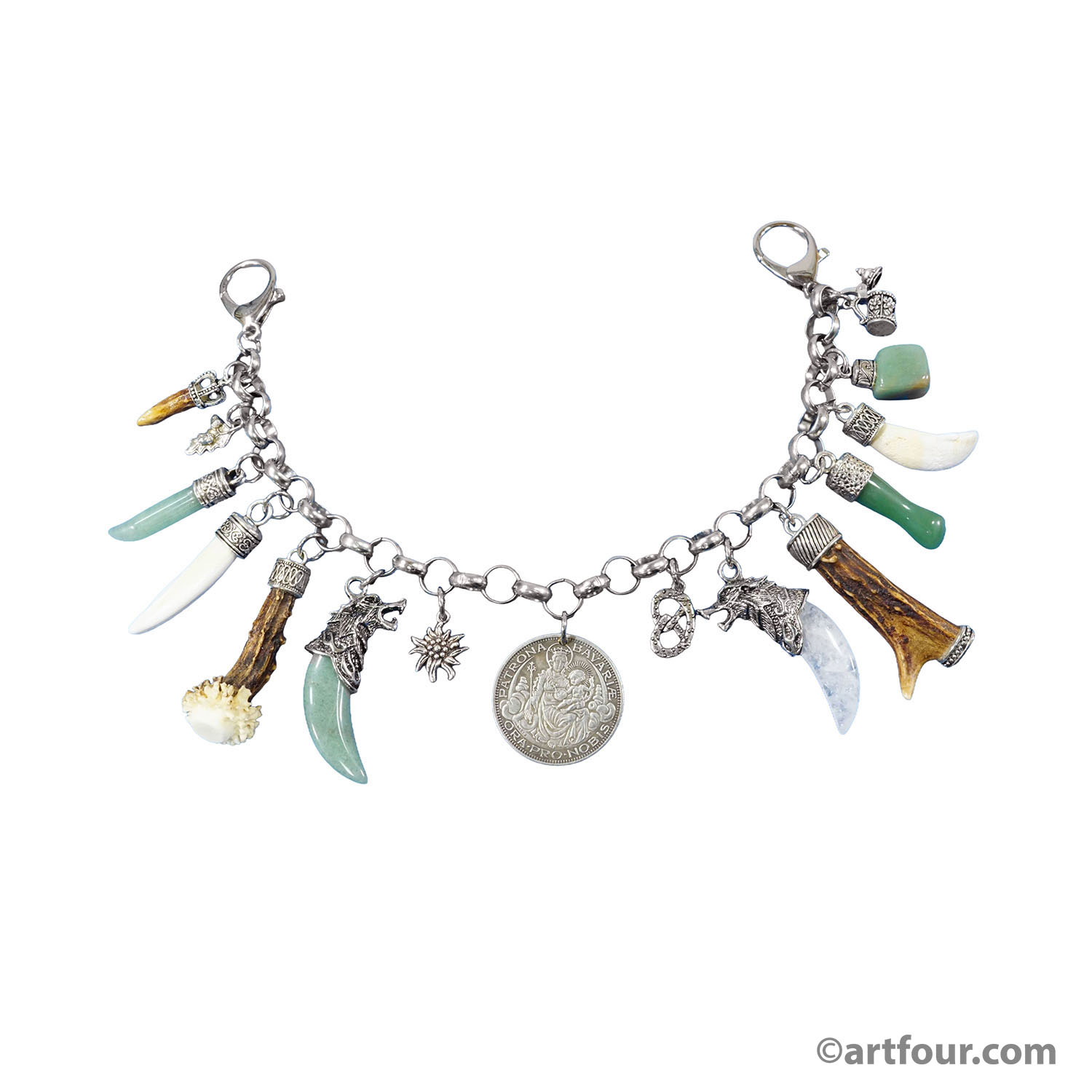 Vintage Bavarian Traditional Costume Jewelry Charivari with Hunting Pendants