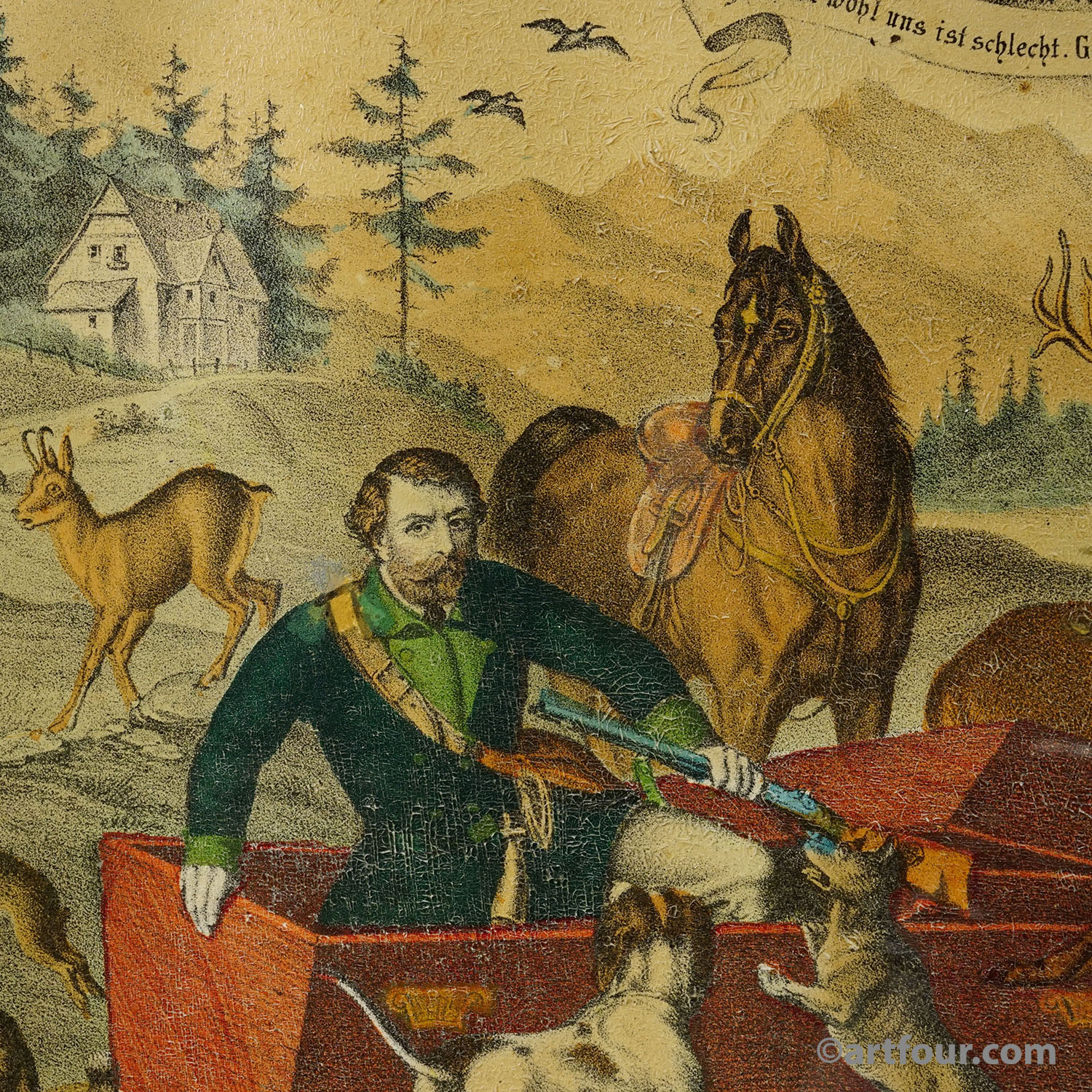 Antique Print 'The Hunter’s Awakening', Germany late 19th century