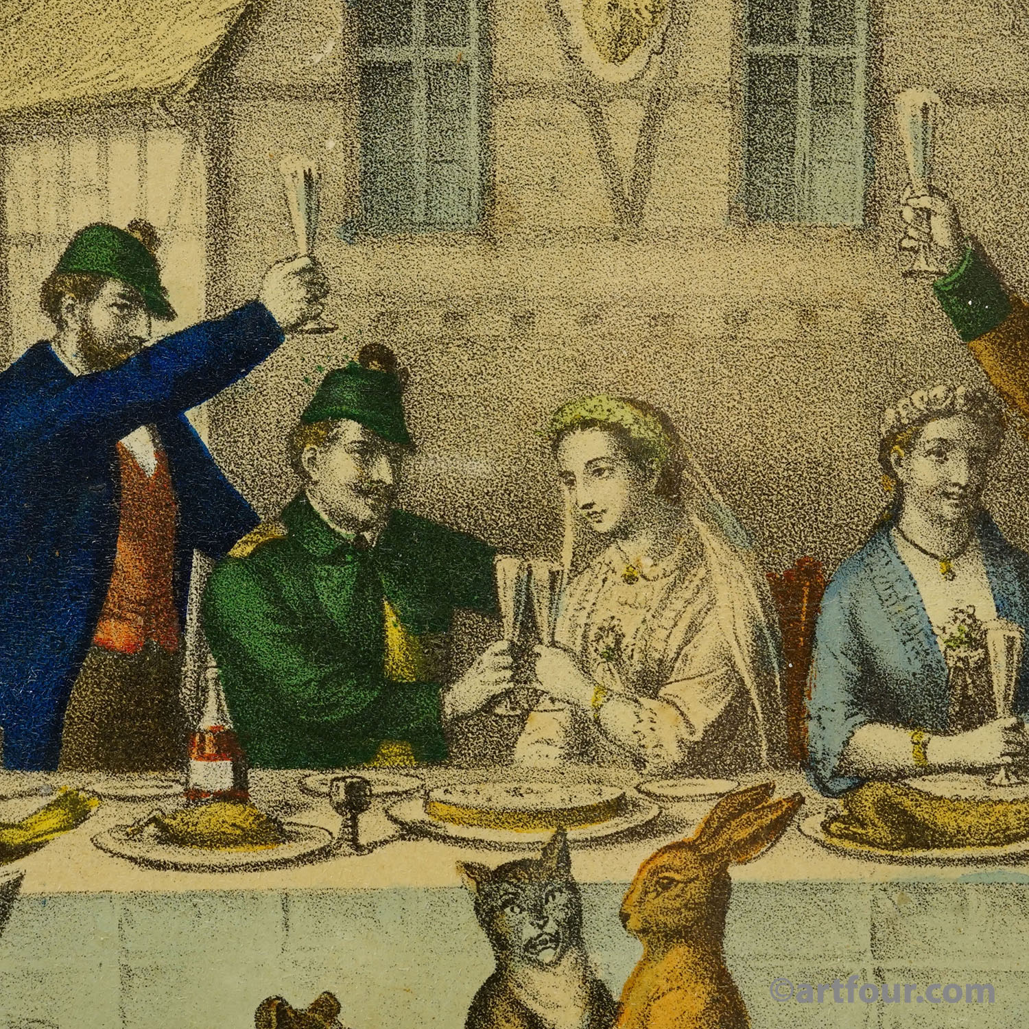 Antique Print 'The Hunter’s Wedding Feast', Germany late 19th century