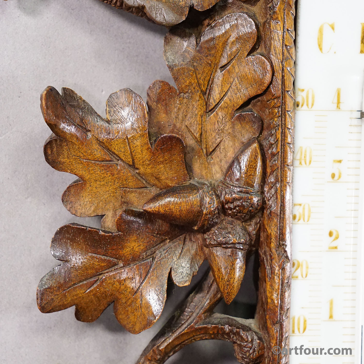 A large Wooden Carved Black Forest Weather Station with Deer