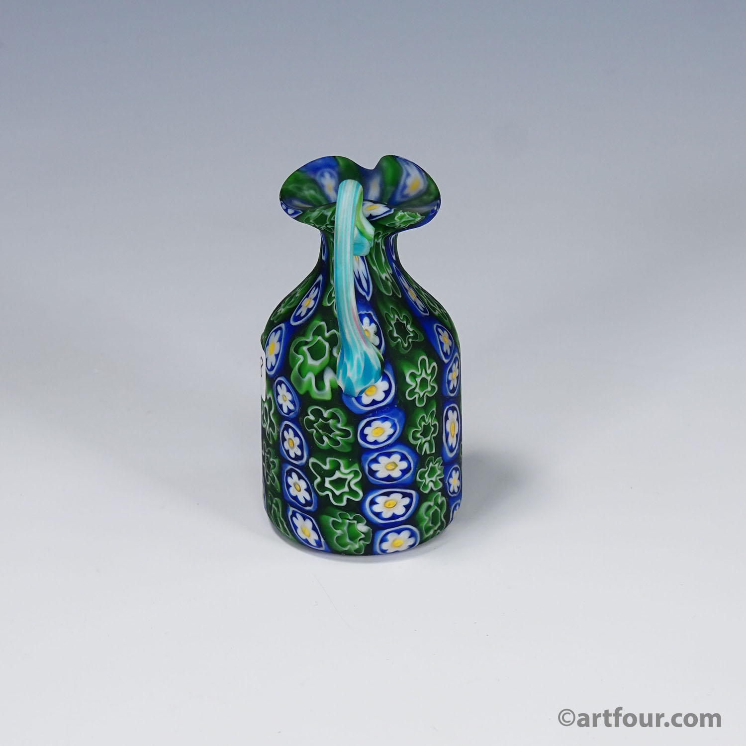 Antique Millefiori Jug in Blue and Green, Fratelli Toso Murano ca. 1920s