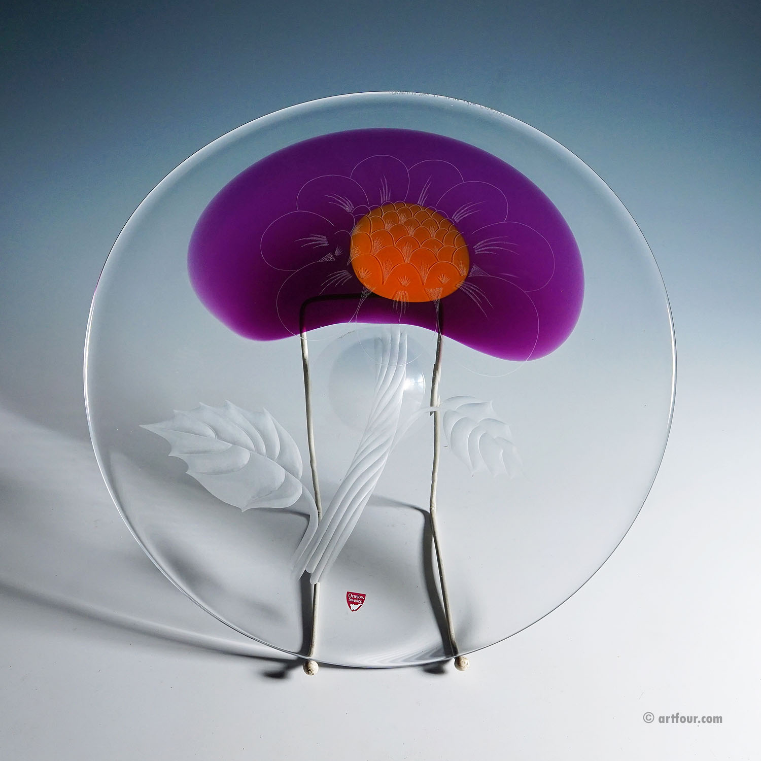 Expo Art Glass Plate by Olle Alberius for Orrefors, Sweden 1977