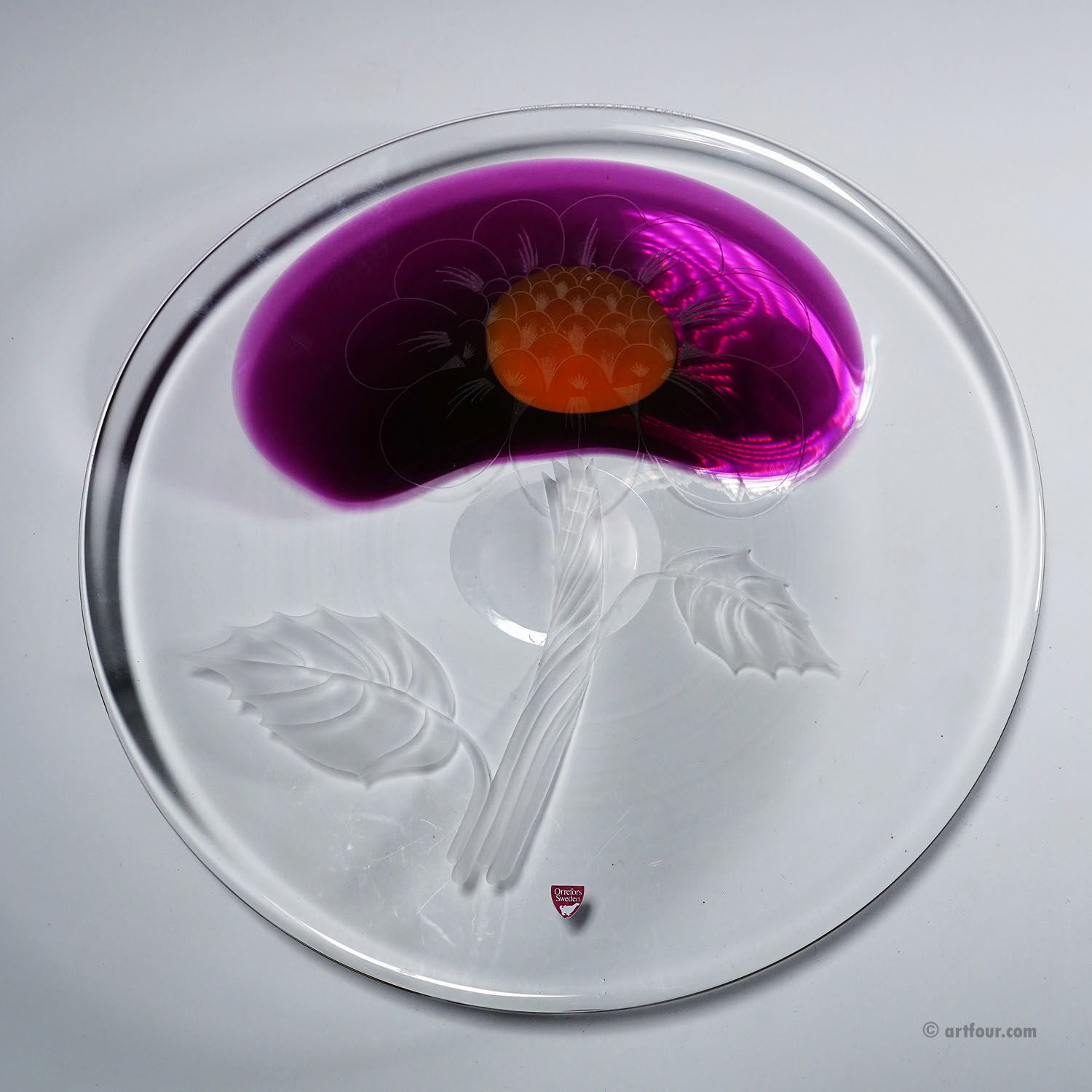 Expo Art Glass Plate by Olle Alberius for Orrefors, Sweden 1977