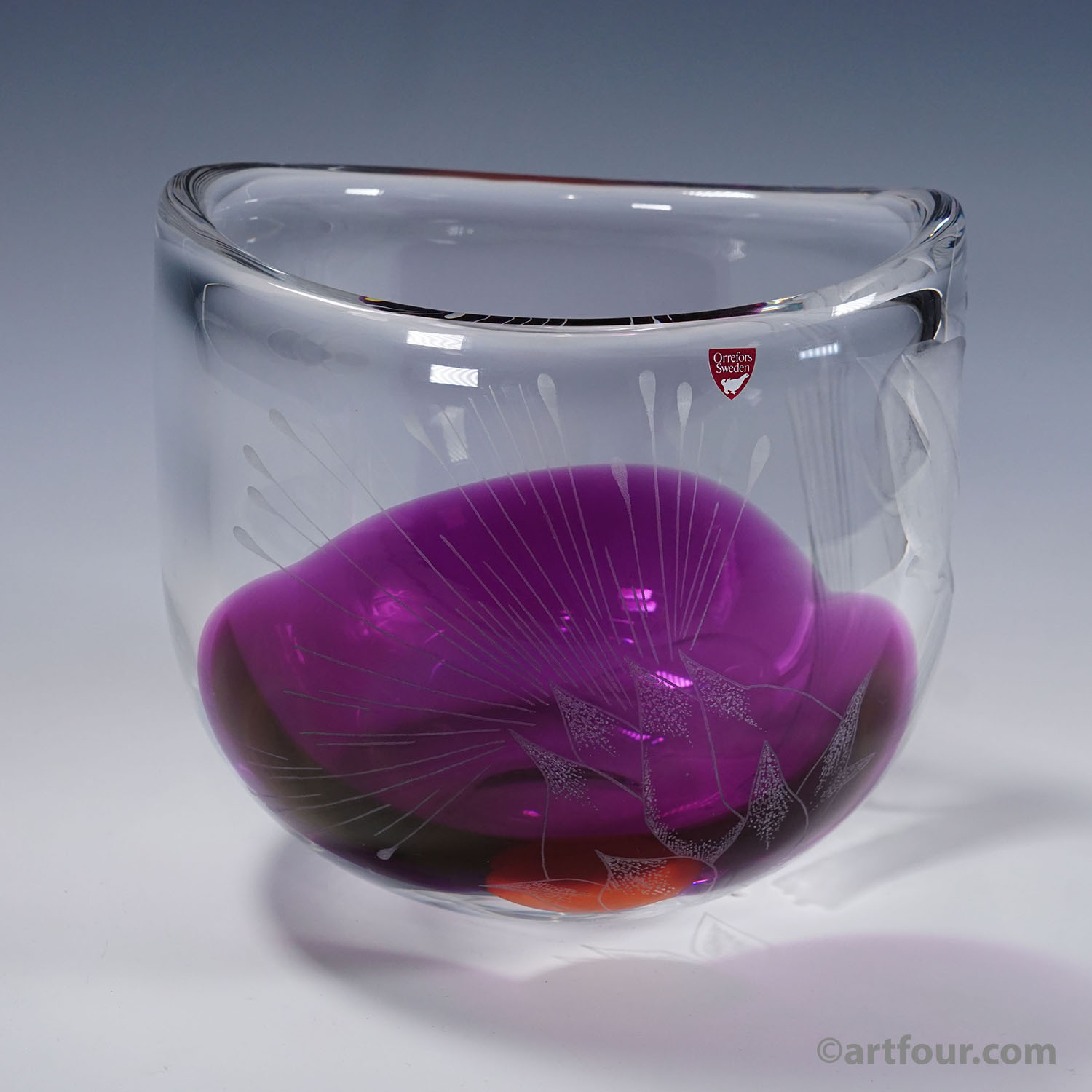 Tree of Live Art Glass Vase by Olle Alberius for Orrefors, Sweden 1977