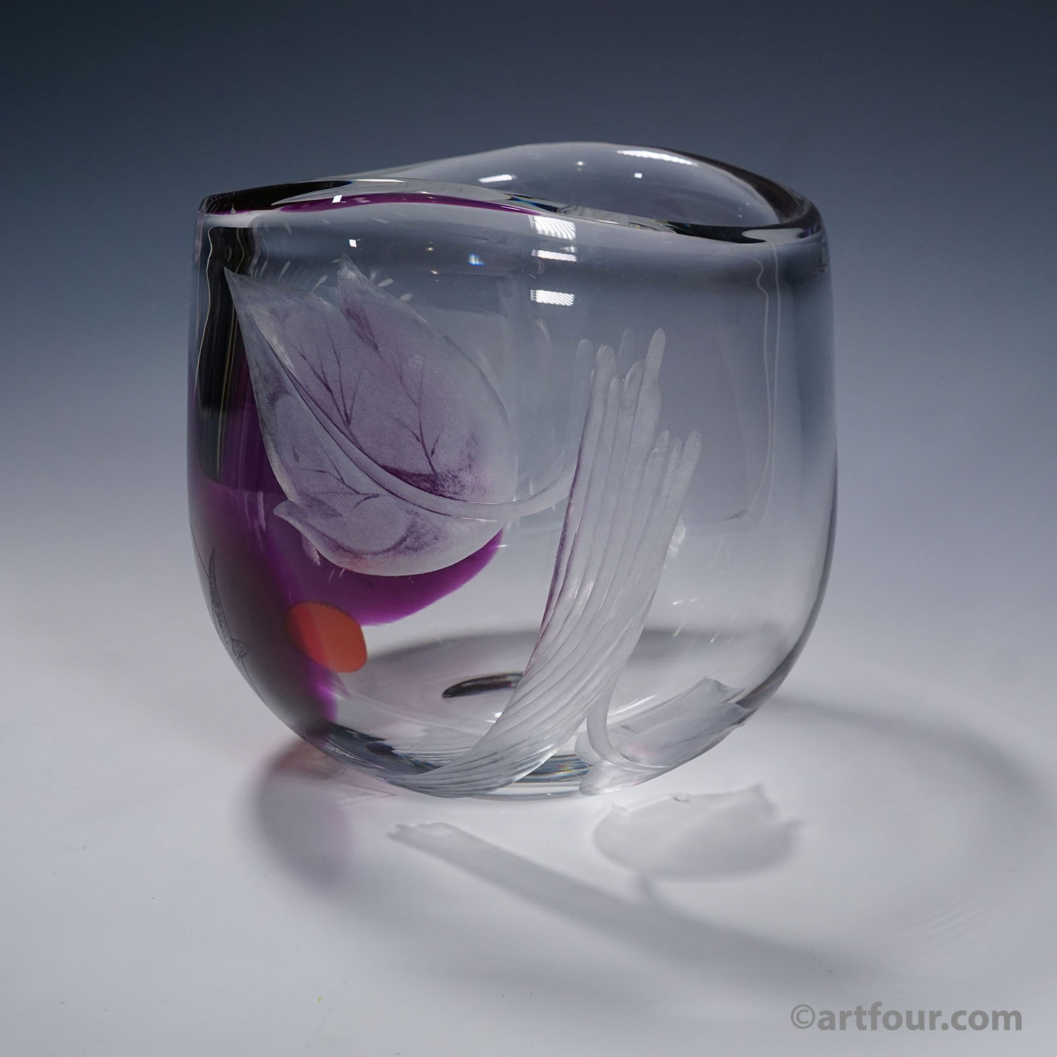 Tree of Live Art Glass Vase by Olle Alberius for Orrefors, Sweden 1977