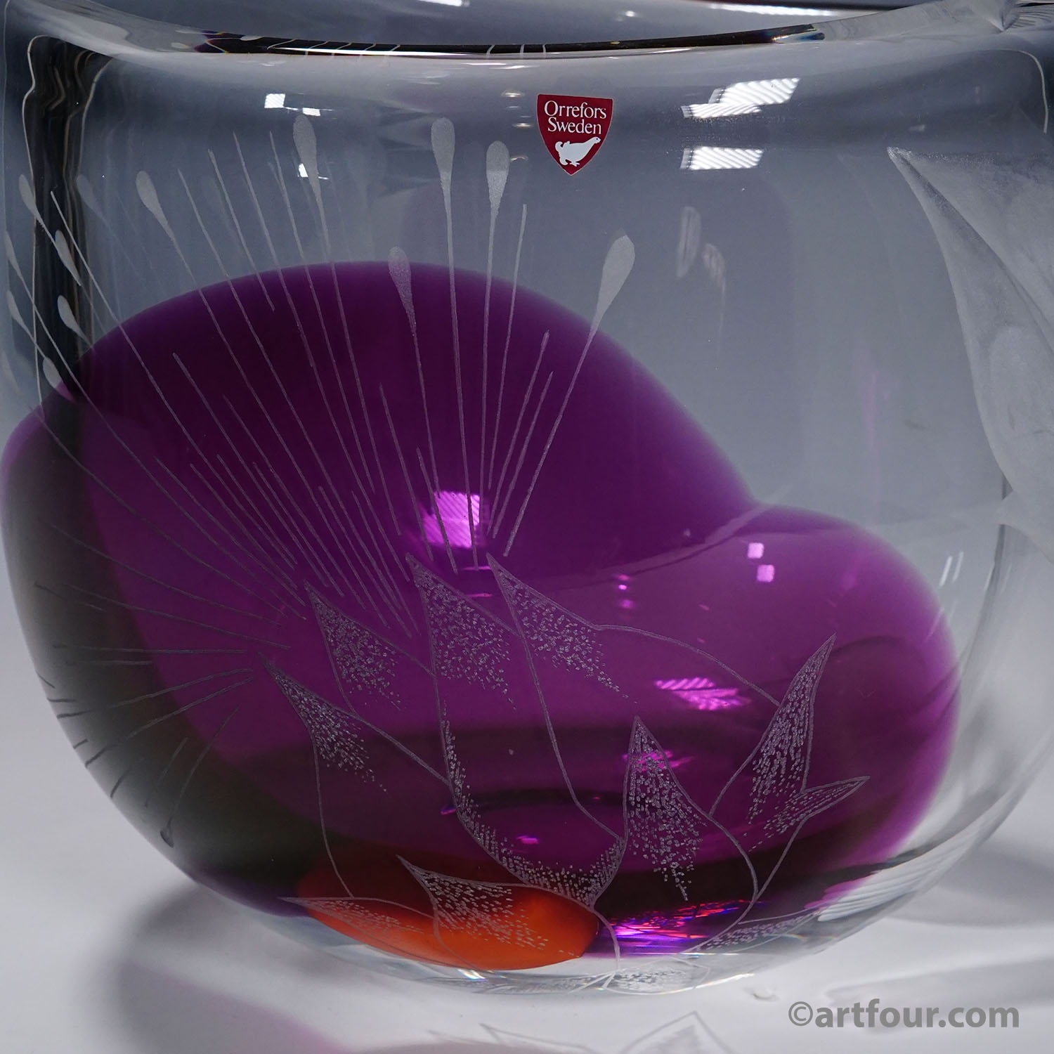 Tree of Live Art Glass Vase by Olle Alberius for Orrefors, Sweden 1977