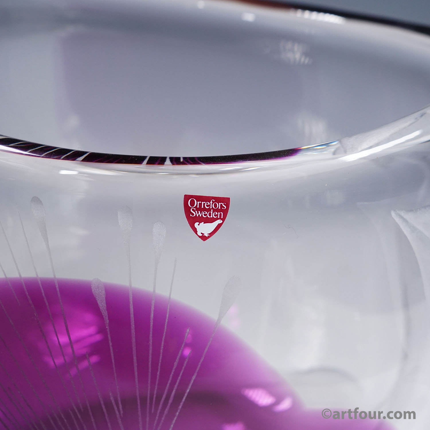 Tree of Live Art Glass Vase by Olle Alberius for Orrefors, Sweden 1977