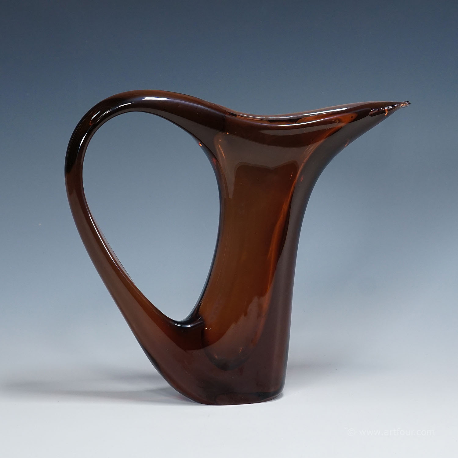 Vintage Murano Glass Vase Anse Volanti by A.Ve.M. 1950s