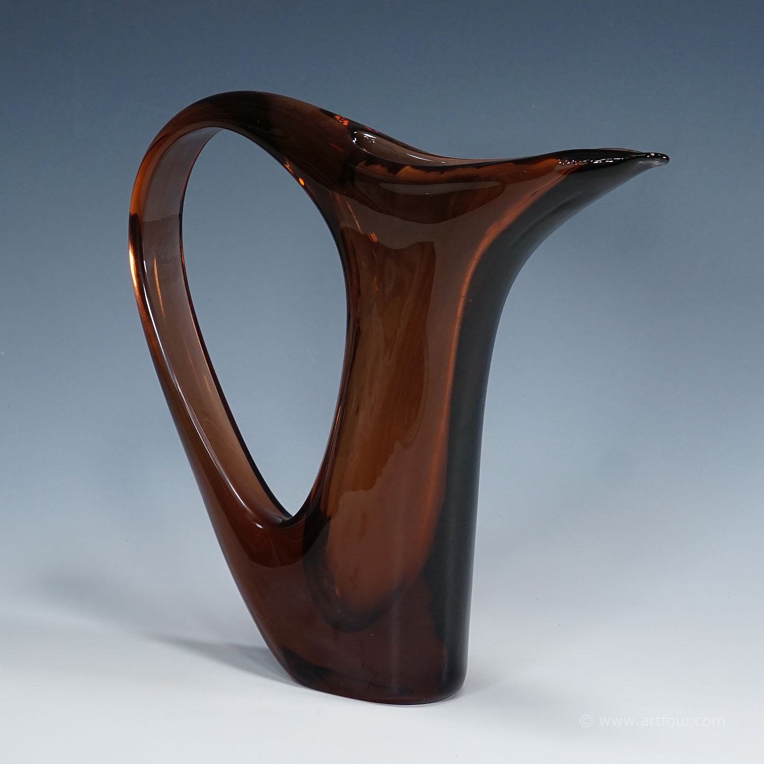 Vintage Murano Glass Vase Anse Volanti by A.Ve.M. 1950s