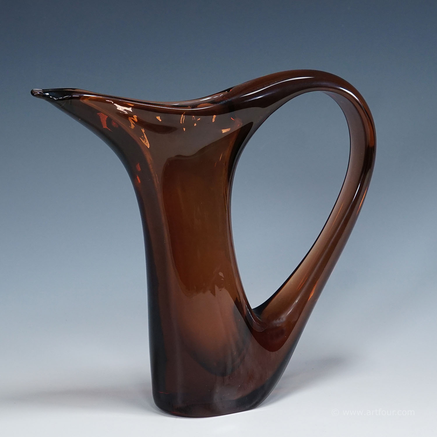 Vintage Murano Glass Vase Anse Volanti by A.Ve.M. 1950s