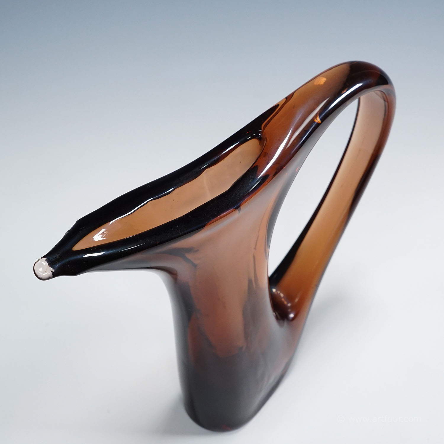 Vintage Murano Glass Vase Anse Volanti by A.Ve.M. 1950s