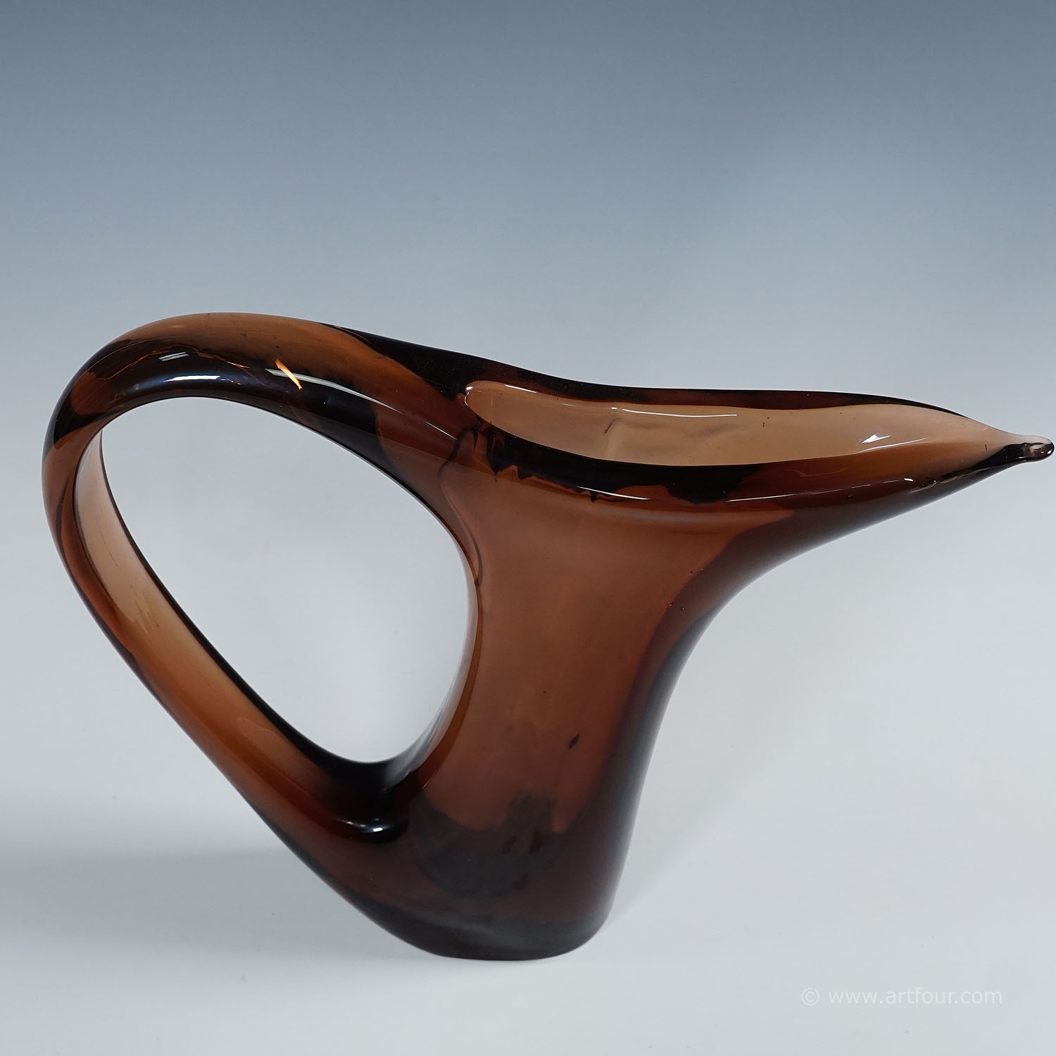 Vintage Murano Glass Vase Anse Volanti by A.Ve.M. 1950s