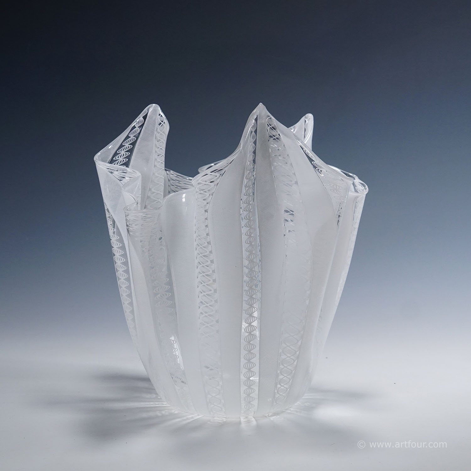 Large Fazzoletto Zanfirico Vase by Fulvio Bianconi for Venini, Venice Murano