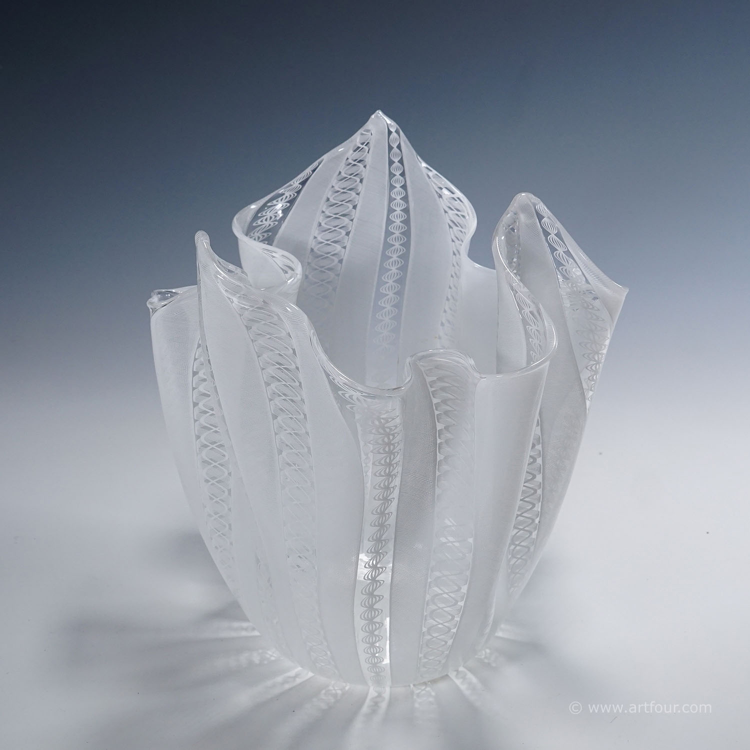 Large Fazzoletto Zanfirico Vase by Fulvio Bianconi for Venini, Venice Murano