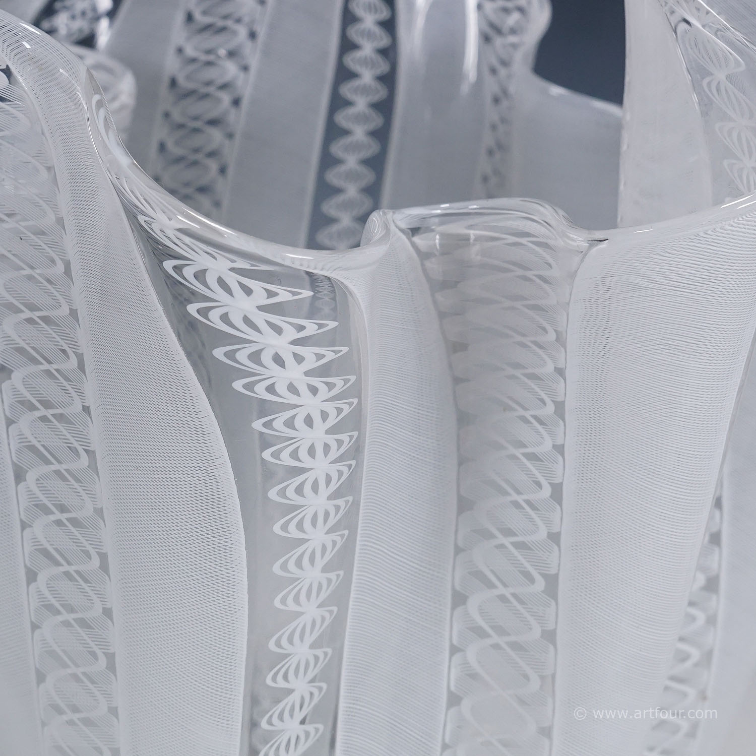 Large Fazzoletto Zanfirico Vase by Fulvio Bianconi for Venini, Venice Murano