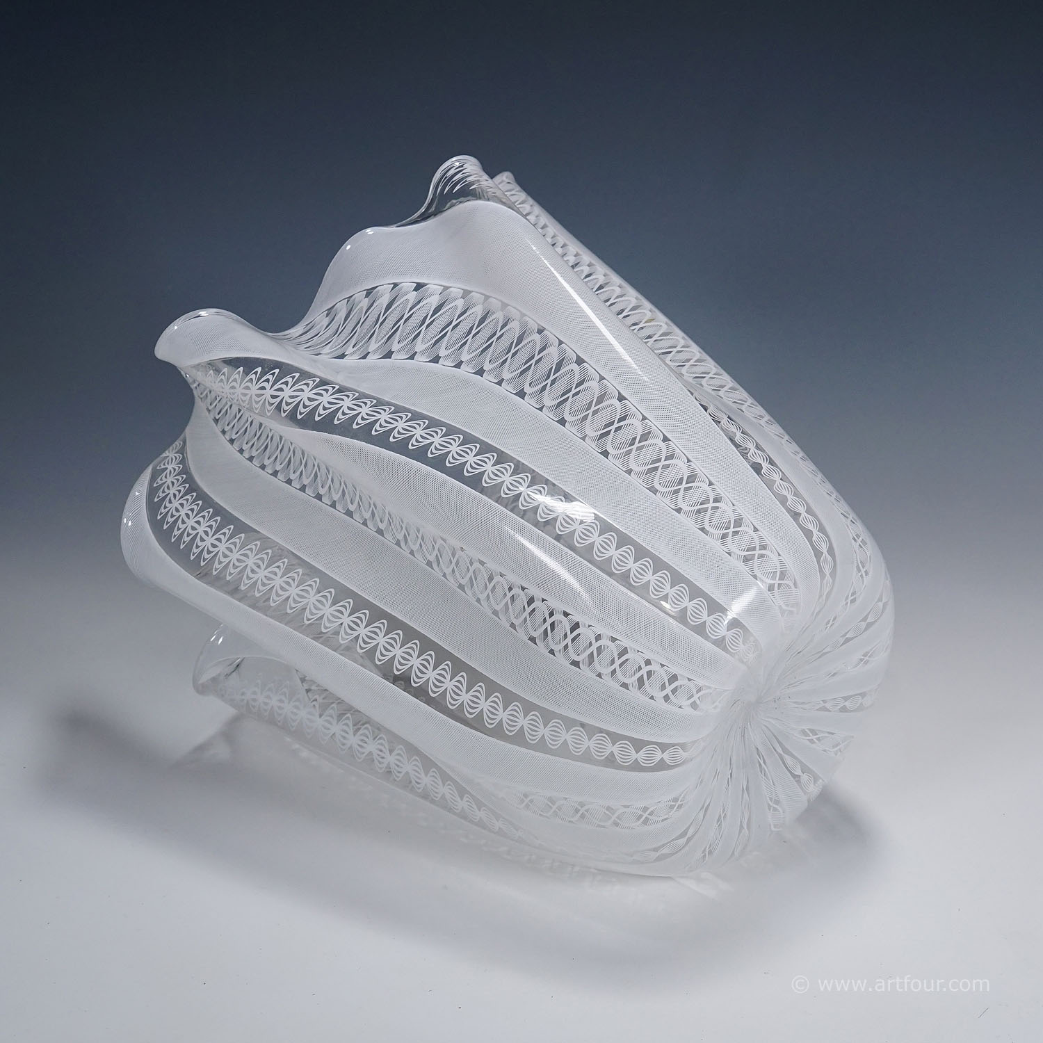 Large Fazzoletto Zanfirico Vase by Fulvio Bianconi for Venini, Venice Murano