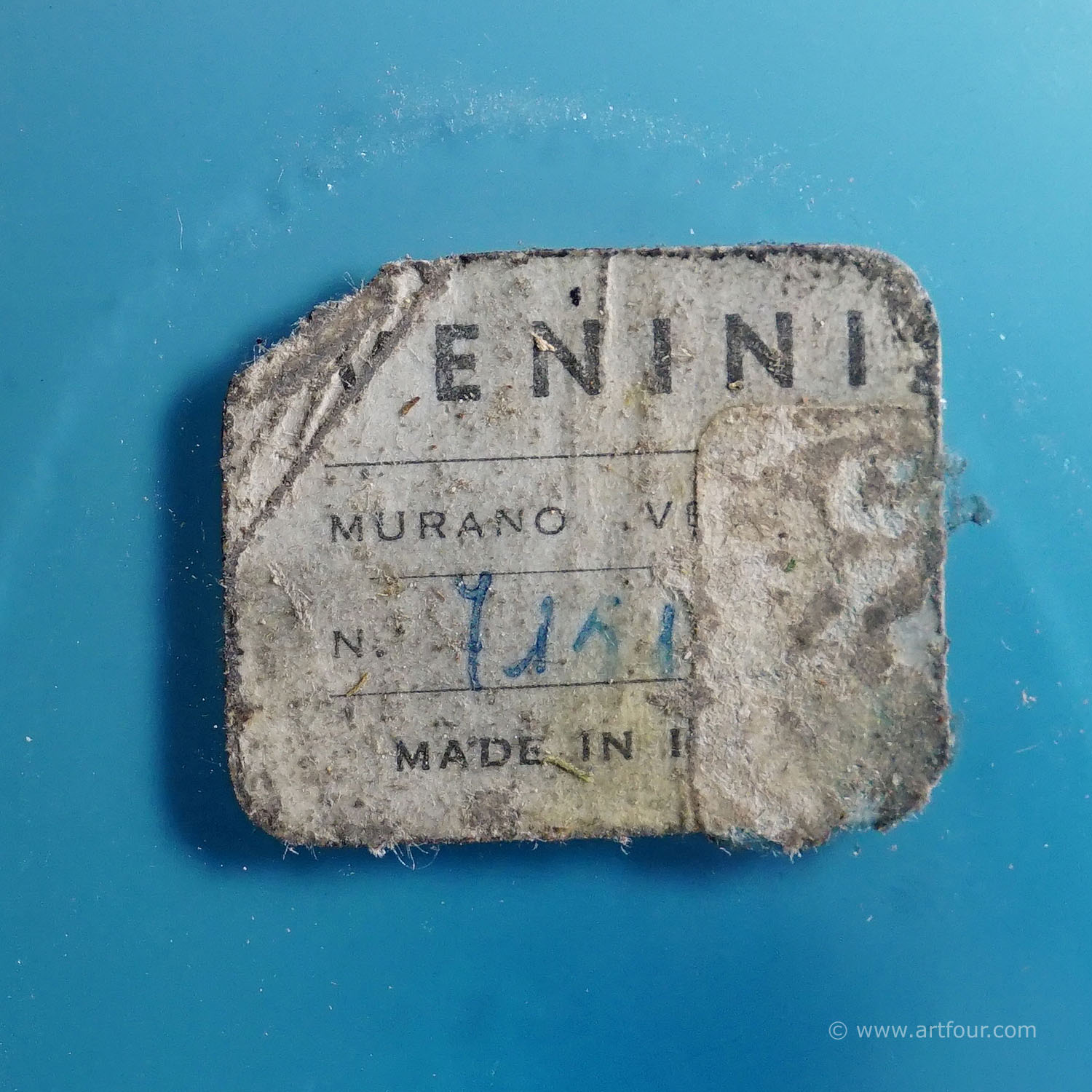 Rare Venini Art Glass Bowl in Light Blue and Lattimo Glass