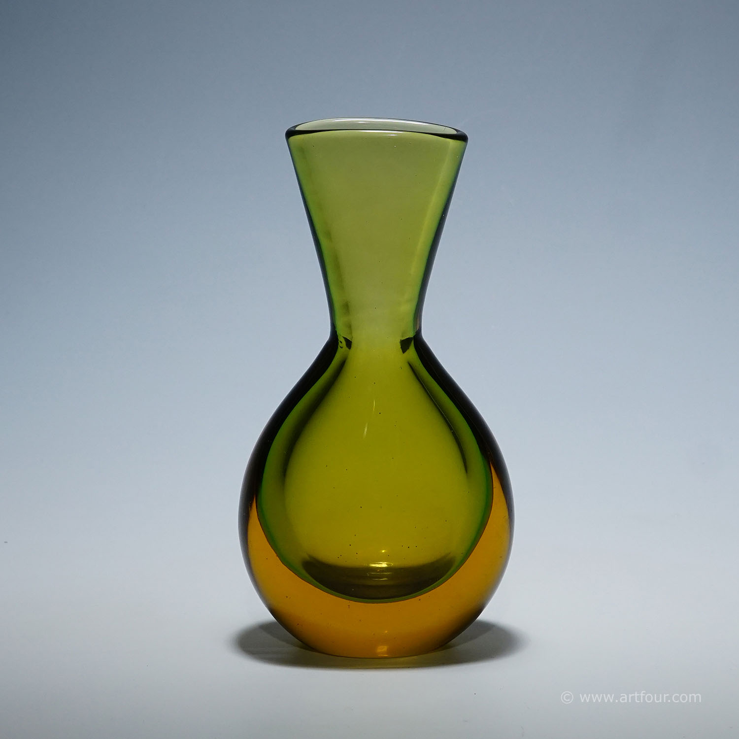 Vase in Green and Amber Sommerso Glass, Flavio Poli for Seguso