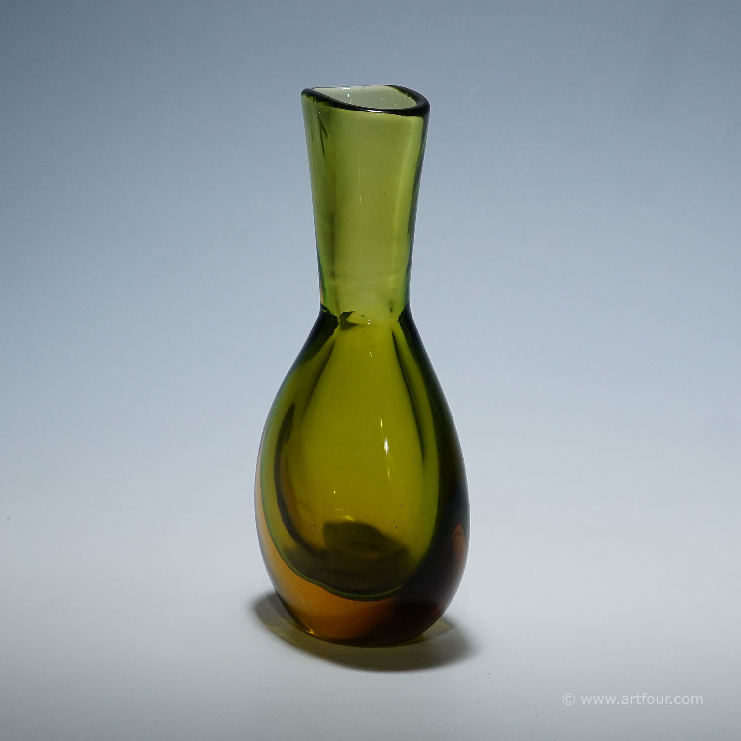 Vase in Green and Amber Sommerso Glass, Flavio Poli for Seguso