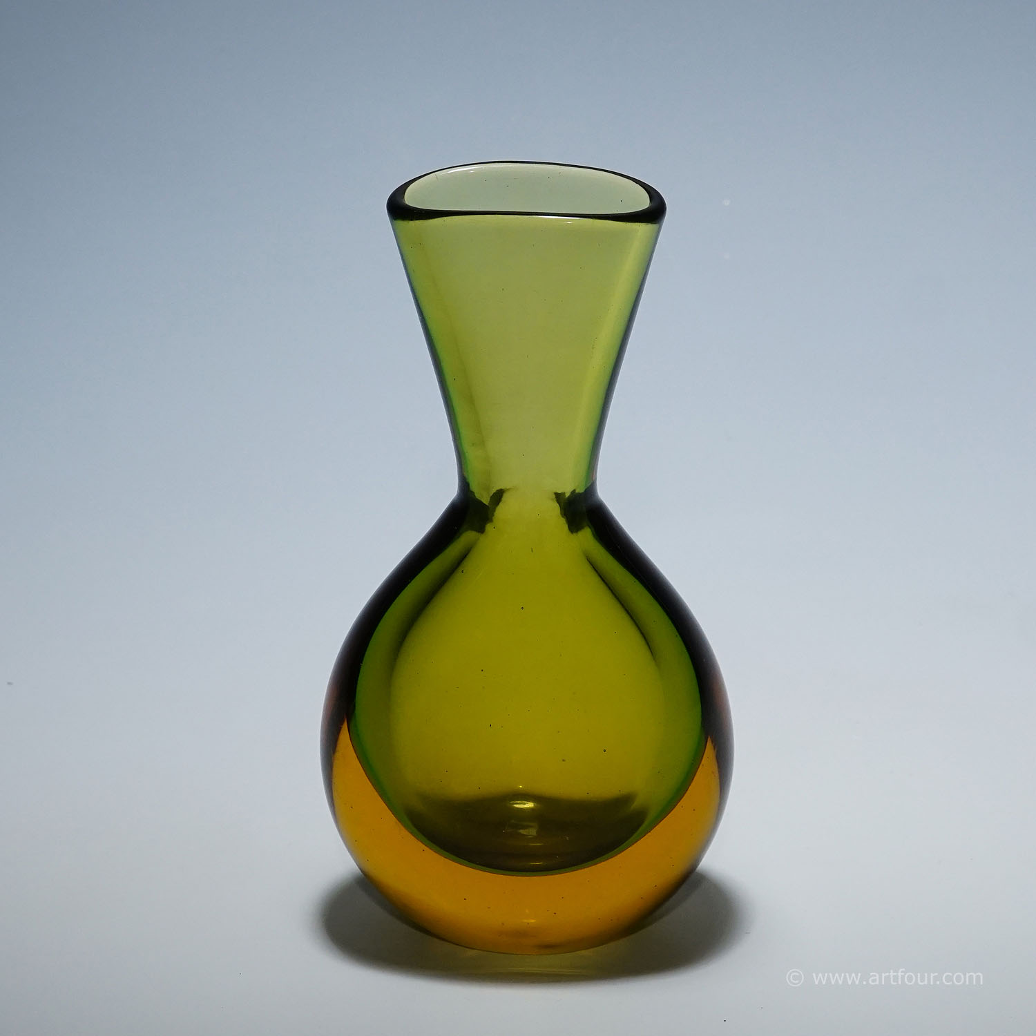 Vase in Green and Amber Sommerso Glass, Flavio Poli for Seguso