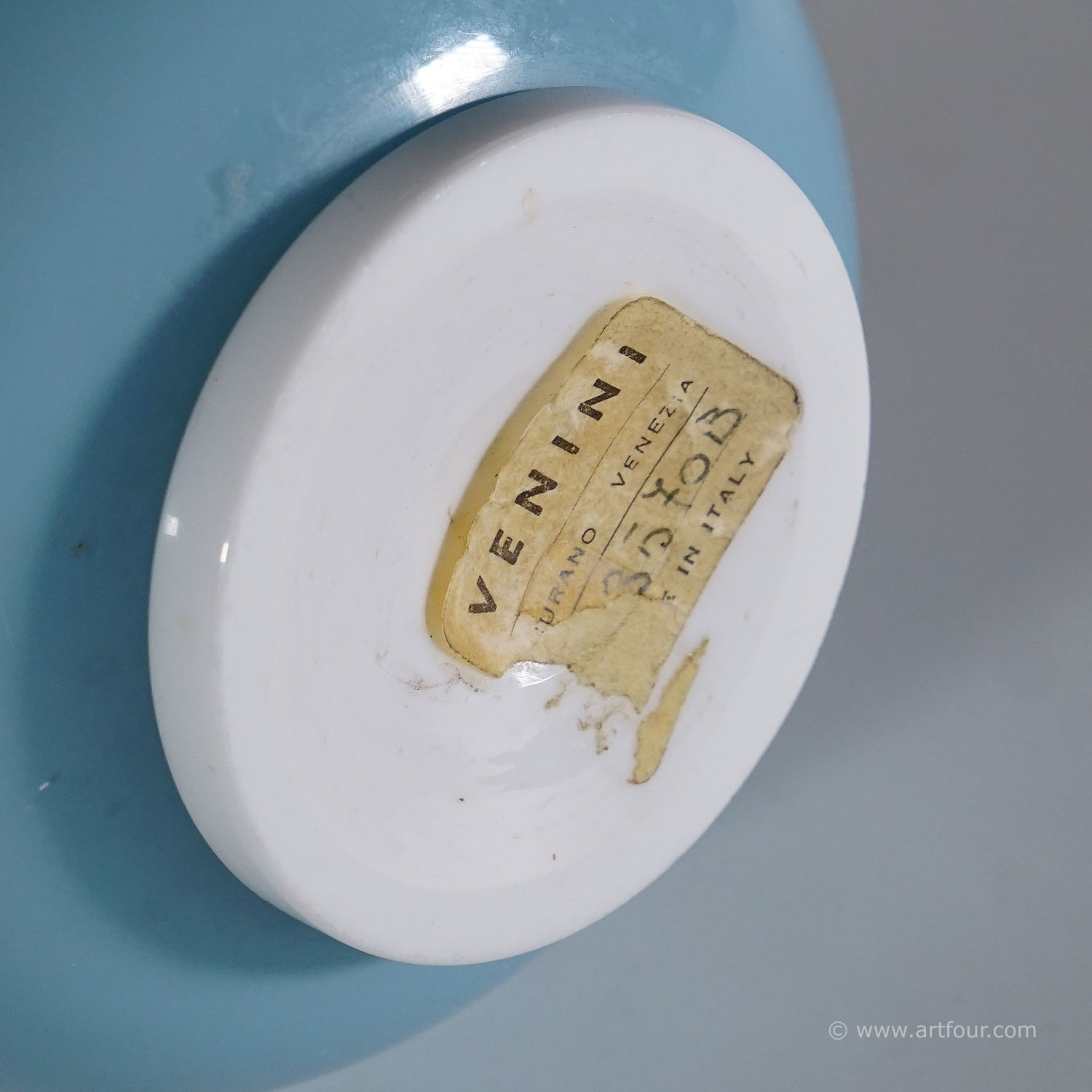 Tomaso Buzzi for Venini Vase in Light Blue and Lattimo Glass ca. 1933