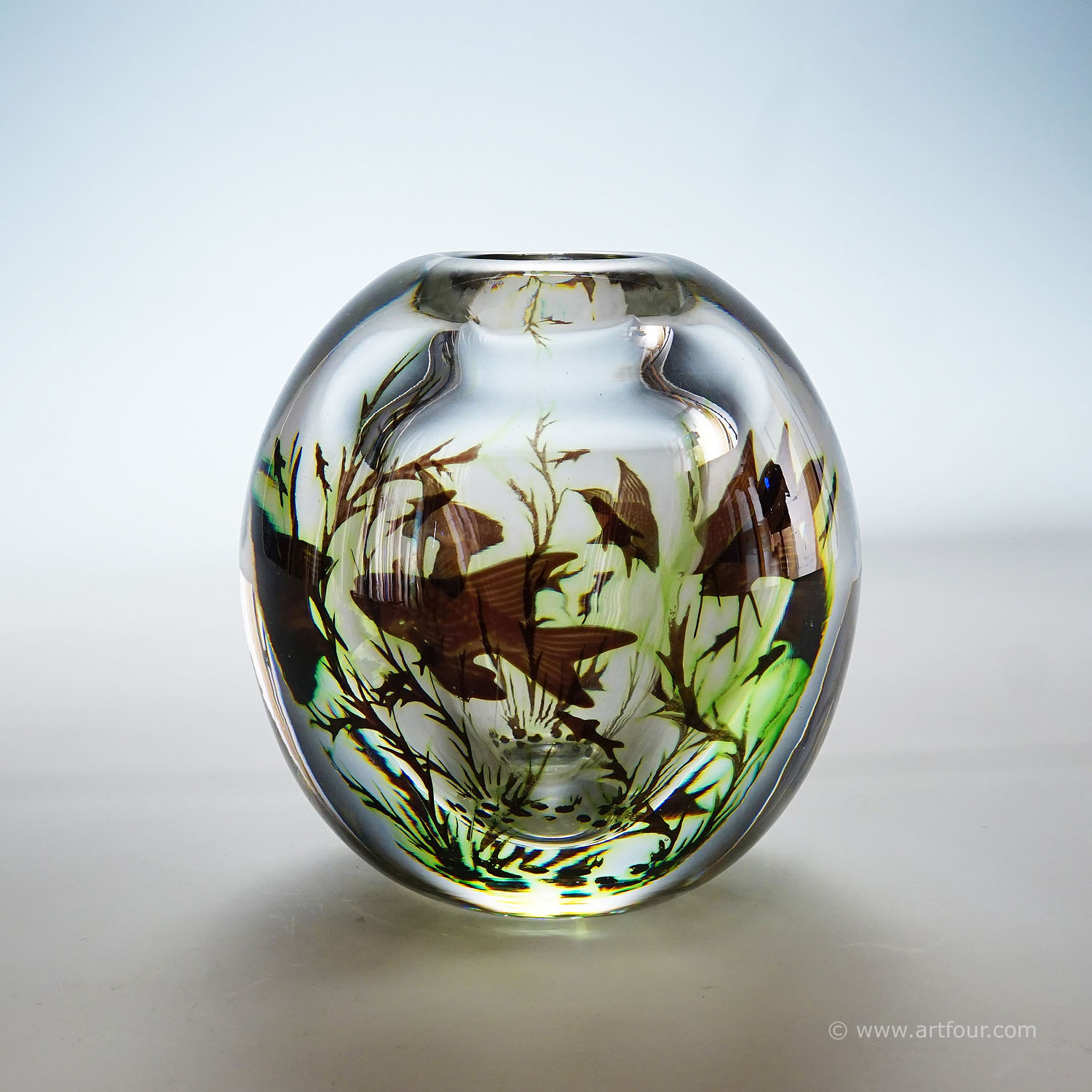 Early Fish Graal Vase by Edward Hald for Orrefors, Sweden 1948